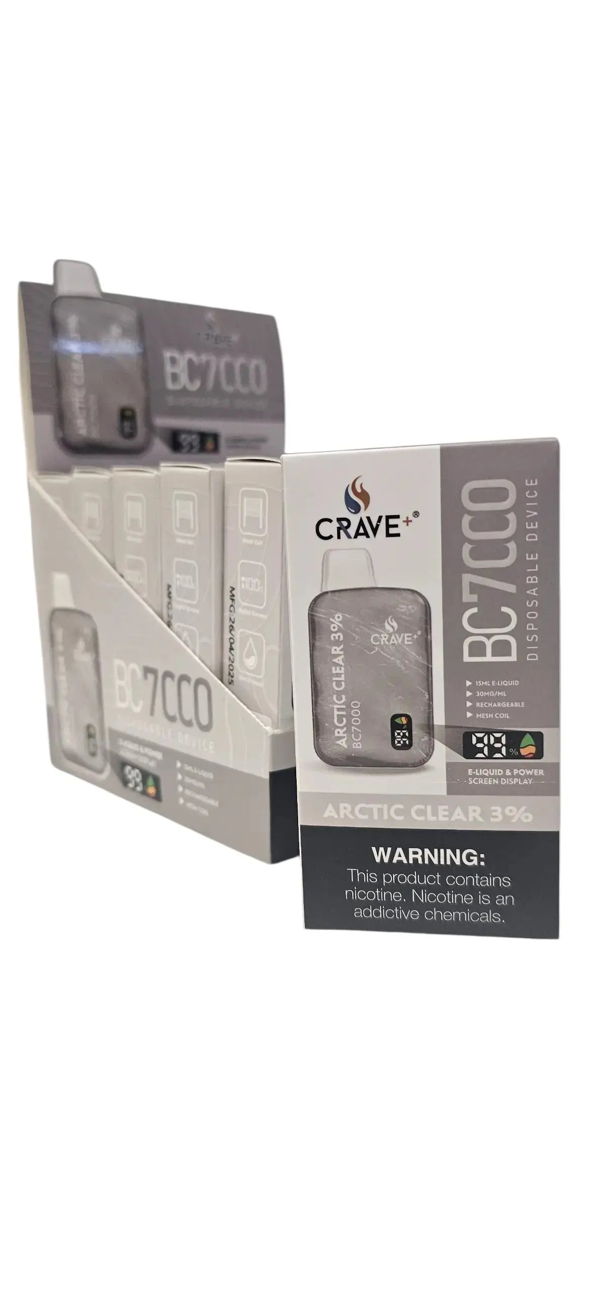 Crave BC7000 7K Puff Vape – Mesh Coil, LED Puff/Battery Screen Crave