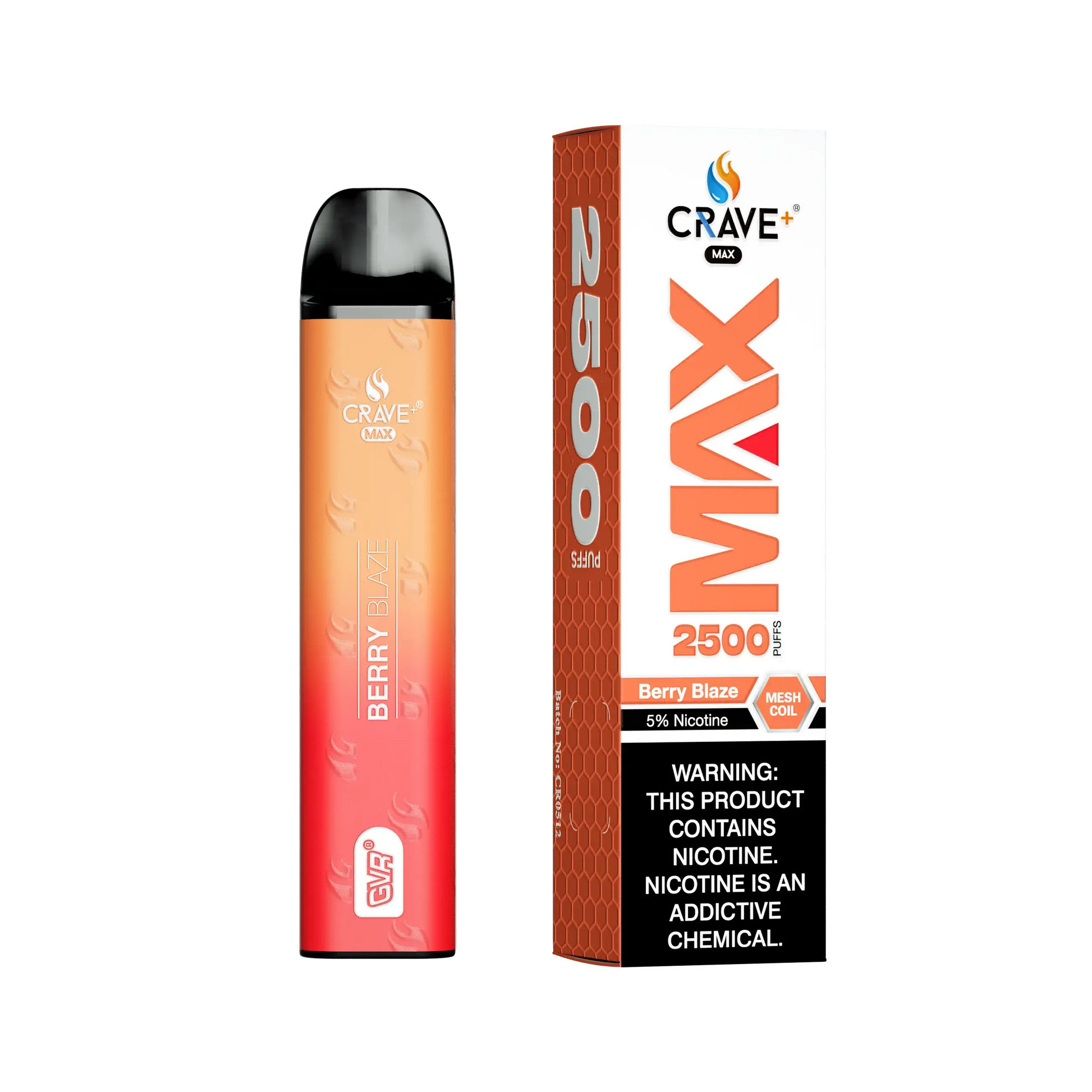Crave Max Vape - 2500 Puffs Mesh Coil Crave, Crave Max Vape berry blaze