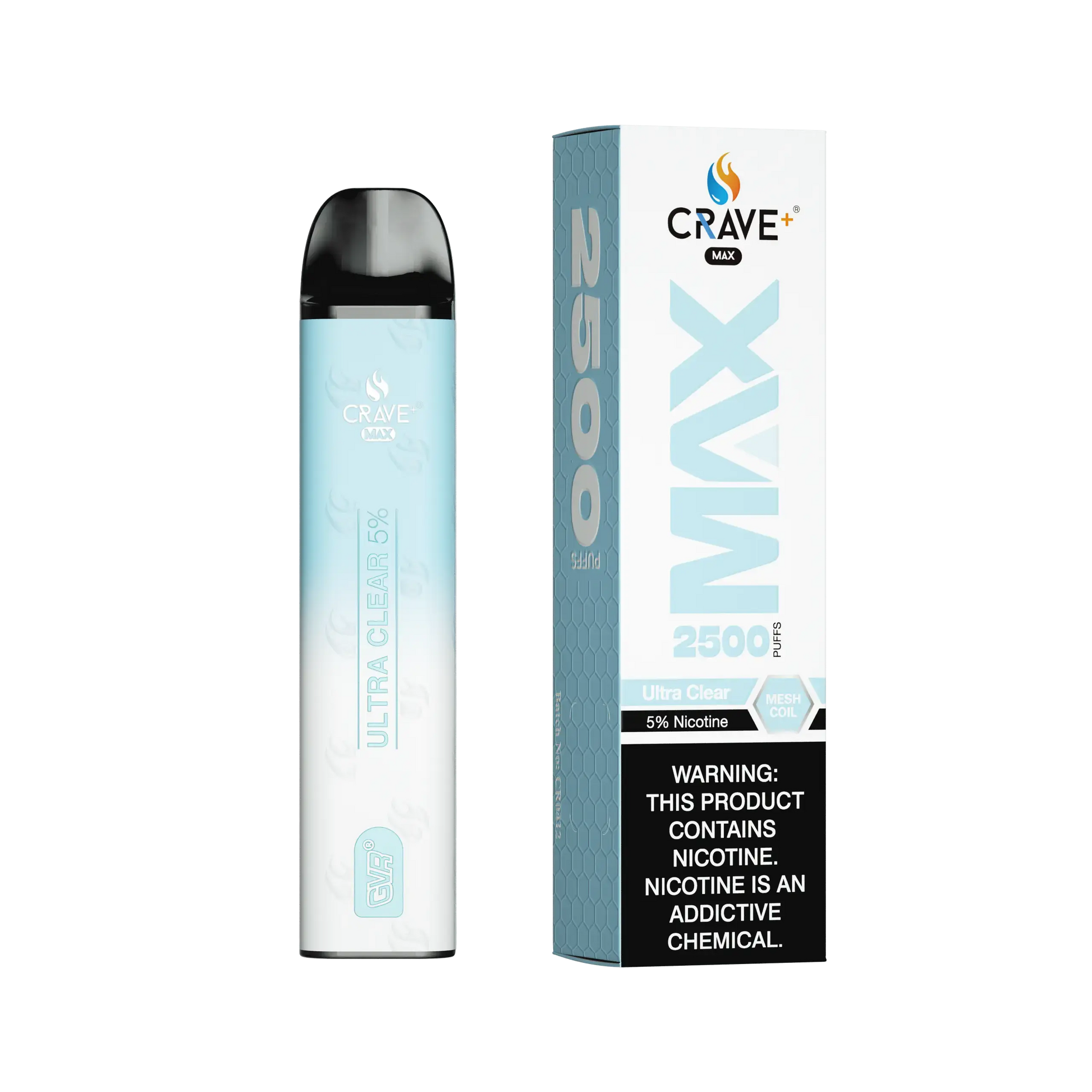 Crave Max Vape - 2500 Puffs Mesh Coil Crave, Crave Max Vape ultra clear 5%