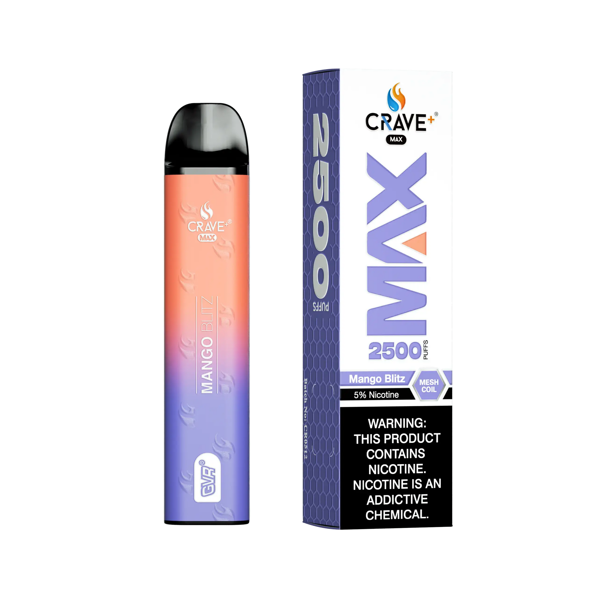 Crave Max Vape - 2500 Puffs Mesh Coil - VSZN, Crave Max Vape mango blitz