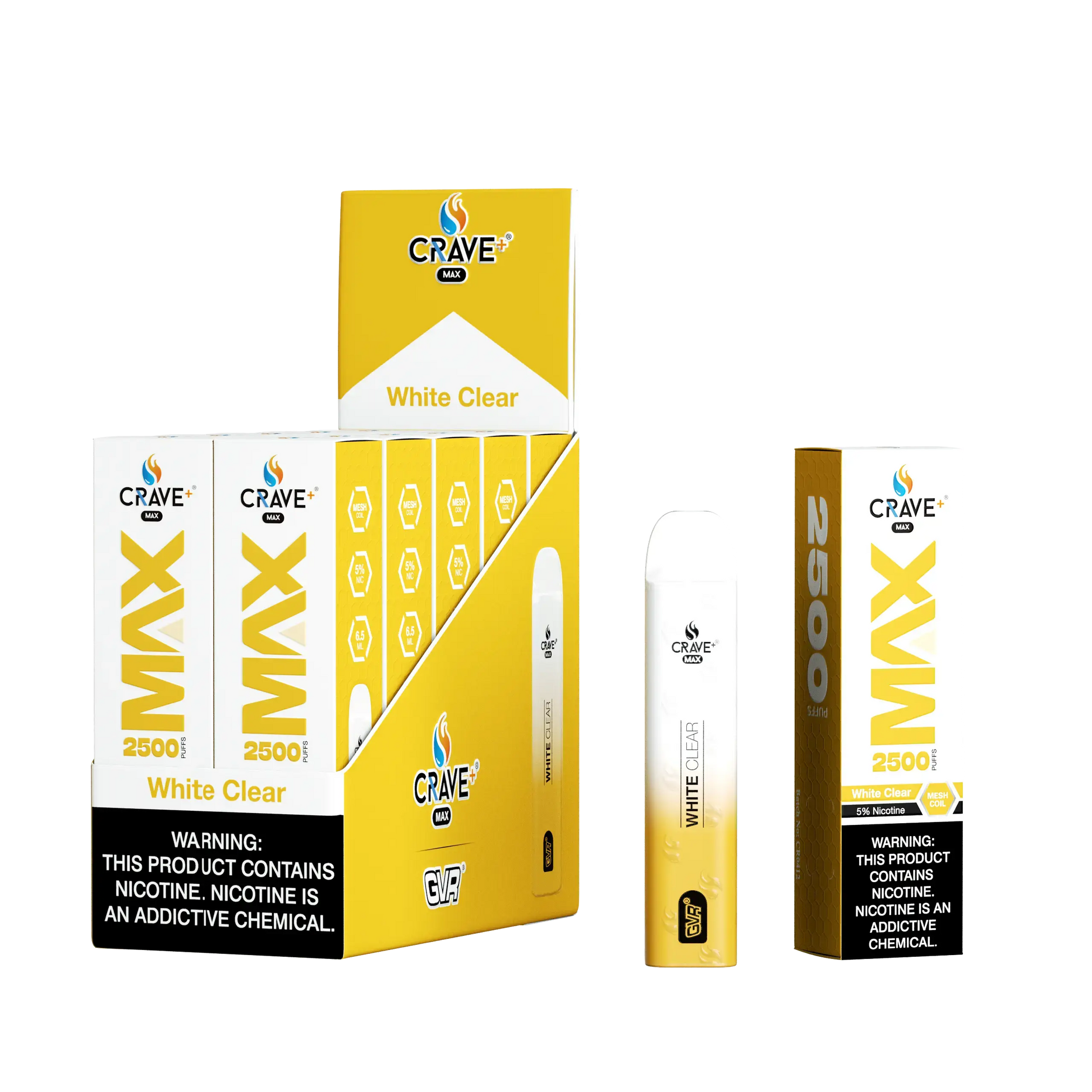 Crave Max Vape - 2500 Puffs Mesh Coil (BOX DEAL) - VSZN, crave max white clear