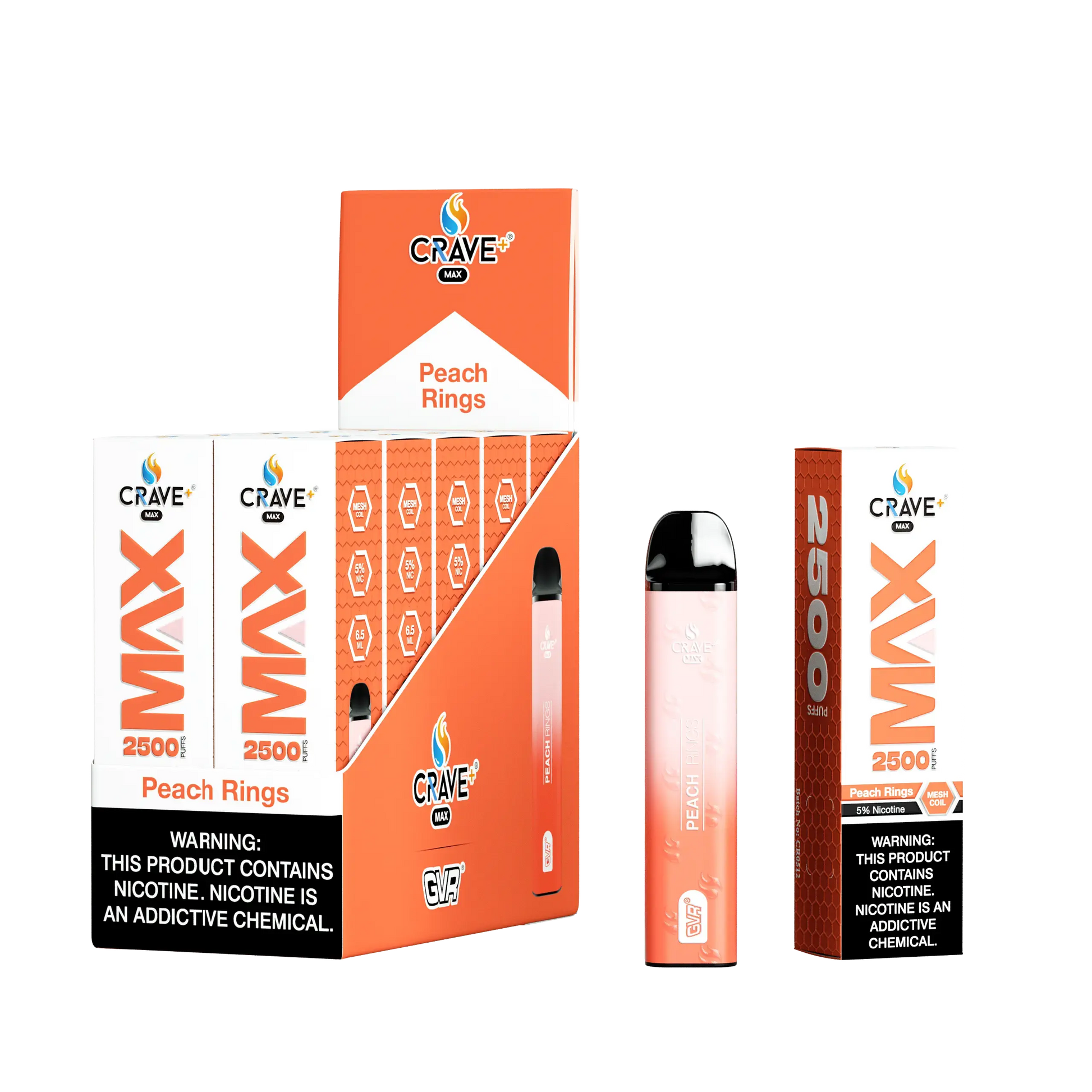Crave Max Vape - 2500 Puffs Mesh Coil (BOX DEAL) - VSZN, crave max peach rings