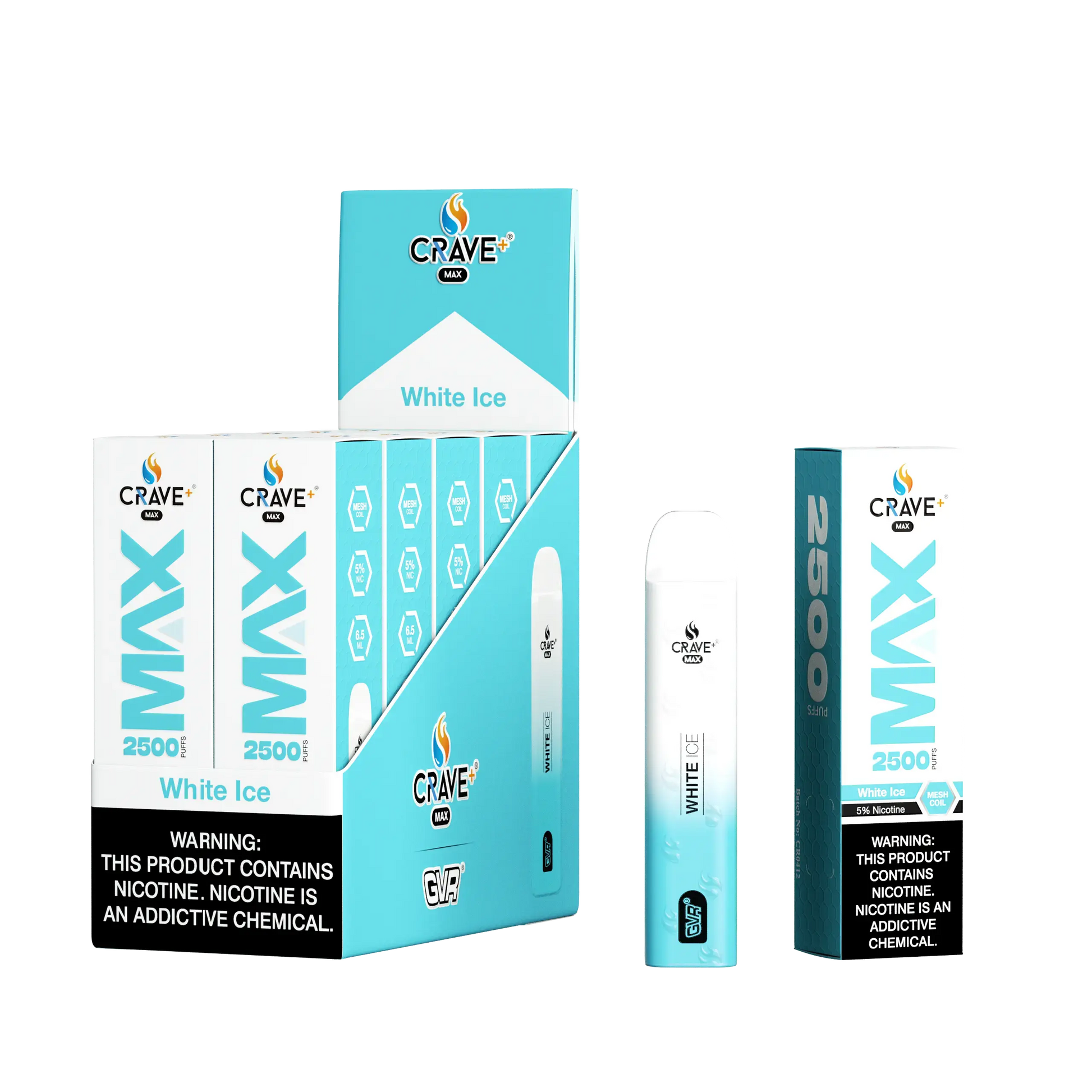 Crave Max Vape - 2500 Puffs Mesh Coil (BOX DEAL) - VSZN, crave max White Ice