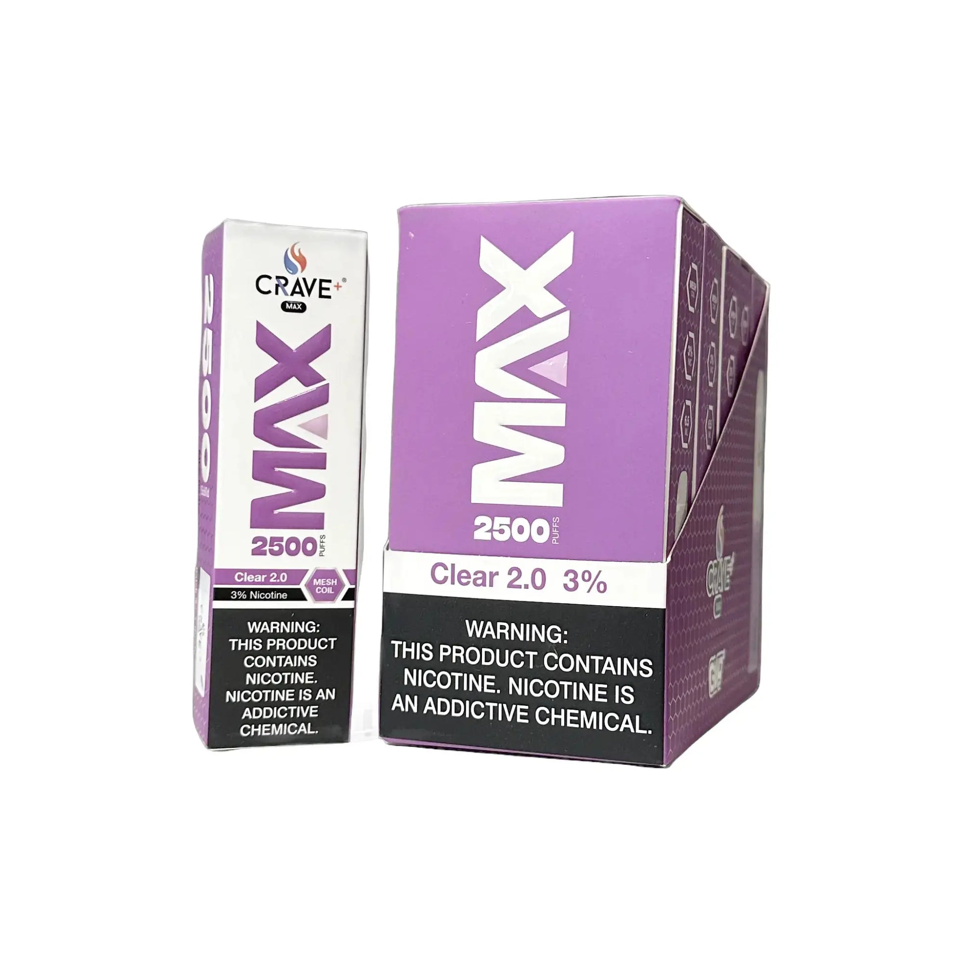 Crave Max 2500 (BOX DEAL) Clear 2.0 3% Crave