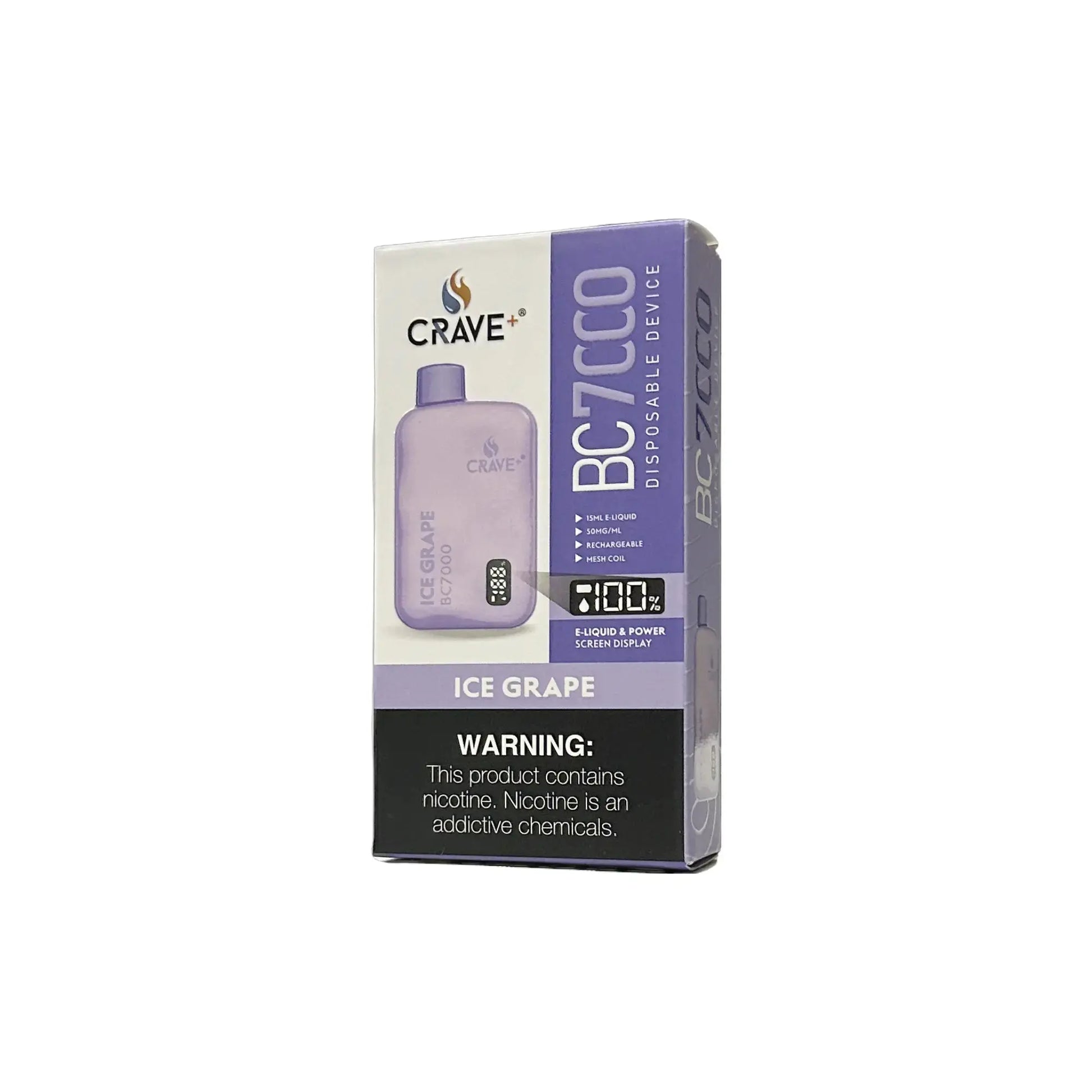 Crave BC7000 Puffs - VSZN, Crave BC7000 Crave ice grape, crave bc7000 ice grape, crave bc7000 clear, clear crave vape bc7000, crave grape ice bc7000