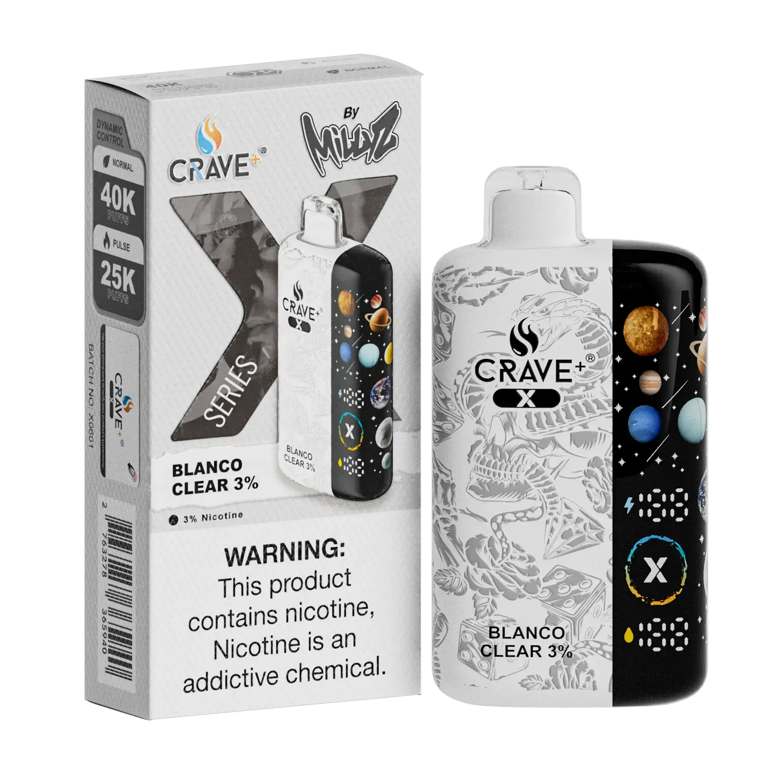 Crave X – Ultra Slim 40K / 25K Puffs Crave, crave x blanco clear, crave x millyz, millyz crave x vape, millyz vape crave, crave vape millyz, rave x millyz, crave ultra slim vape millyz