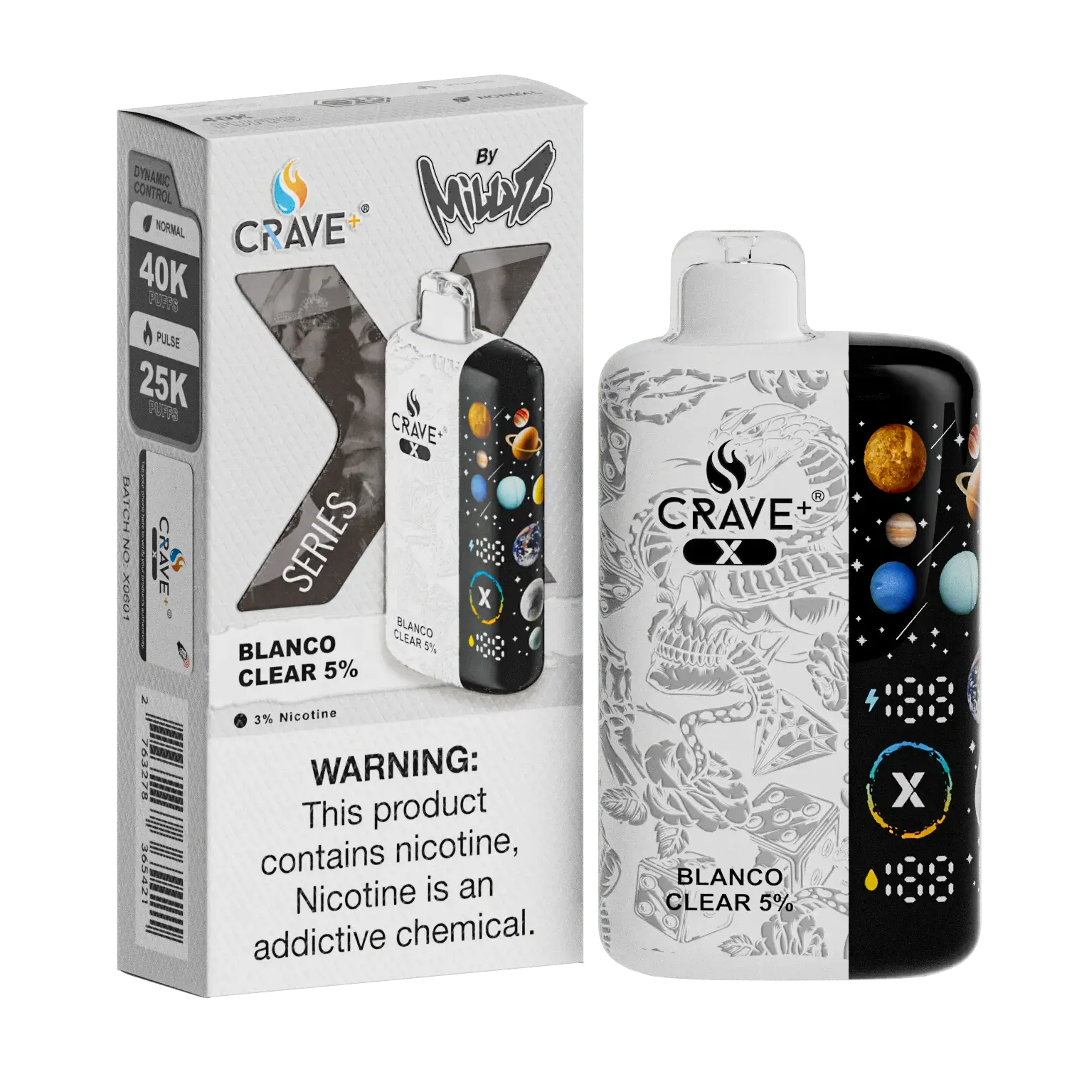 Crave X – Ultra Slim 40K / 25K Puffs Crave, crave x millyz, millyz crave x vape, millyz vape crave, crave vape millyz, rave x millyz, crave ultra slim vape millyz, crave blanco clear 5