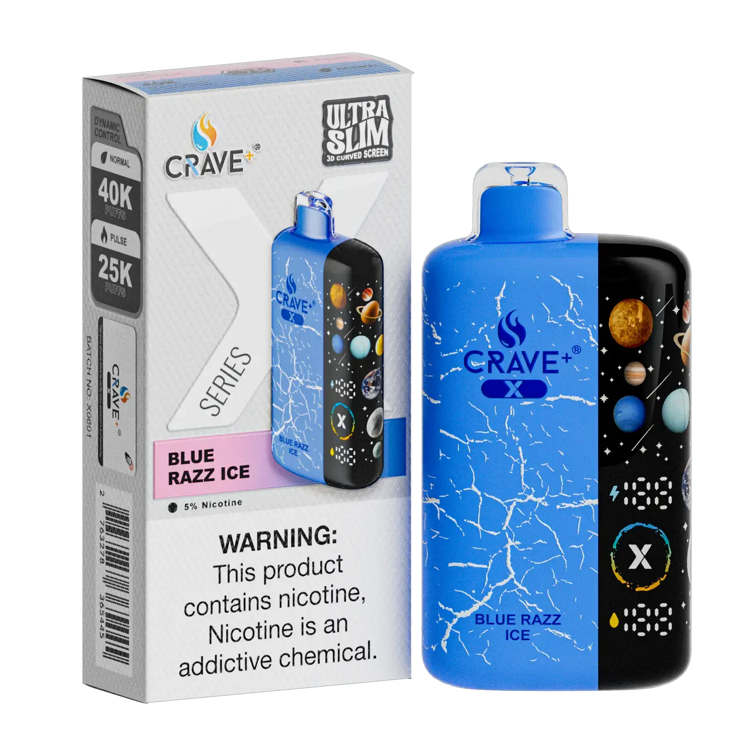 Crave X – Ultra Slim 40K / 25K Puffs Crave, crave x millyz, millyz crave x vape, millyz vape crave, crave vape millyz, rave x millyz, crave ultra slim vape millyz, crave x blue razz ice