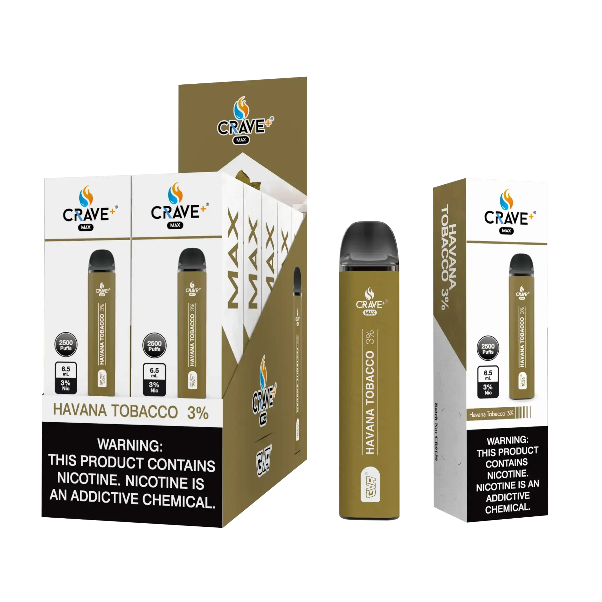 Crave Max 2500 (BOX DEAL) Havana Tobacco 3% Crave