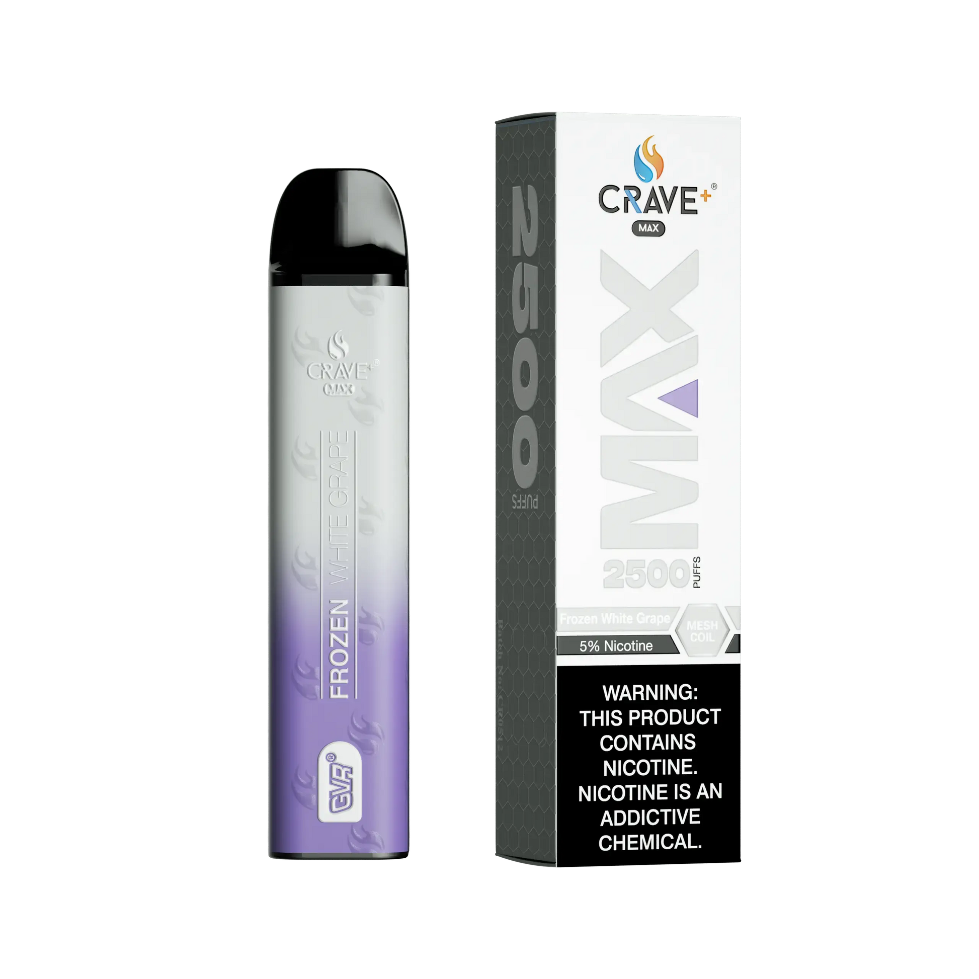 Crave Max Vape - 2500 Puffs Mesh Coil Crave, Crave Max Vape frozen white grape