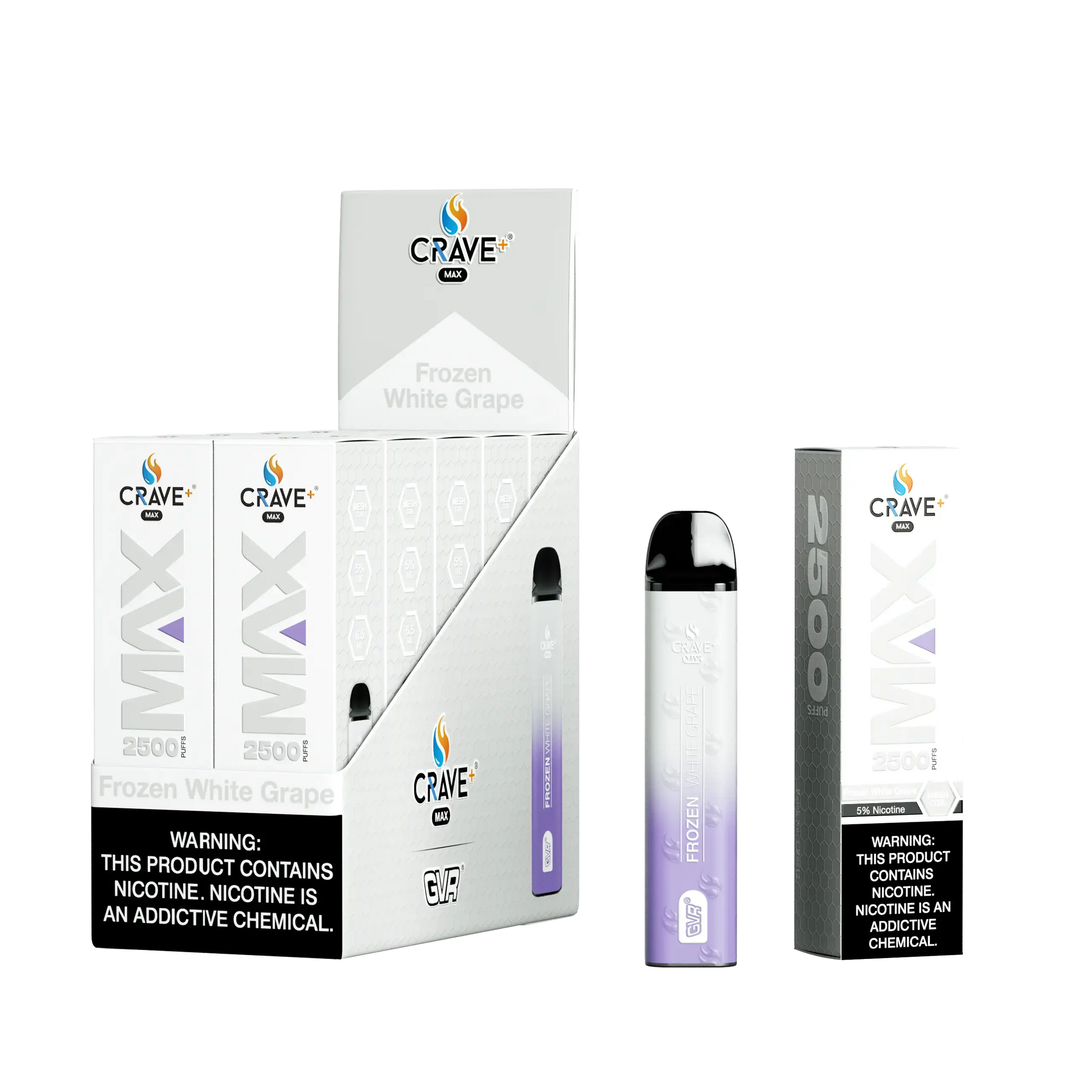 Crave Max Vape - 2500 Puffs Mesh Coil (BOX DEAL) Crave, crave max frozen white grape
