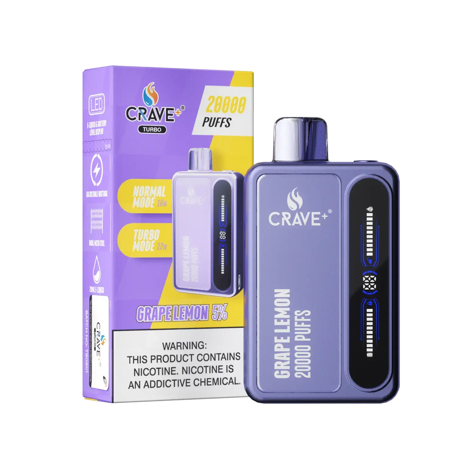 Crave Turbo 20000 Crave, Crave Turbo grape lemon