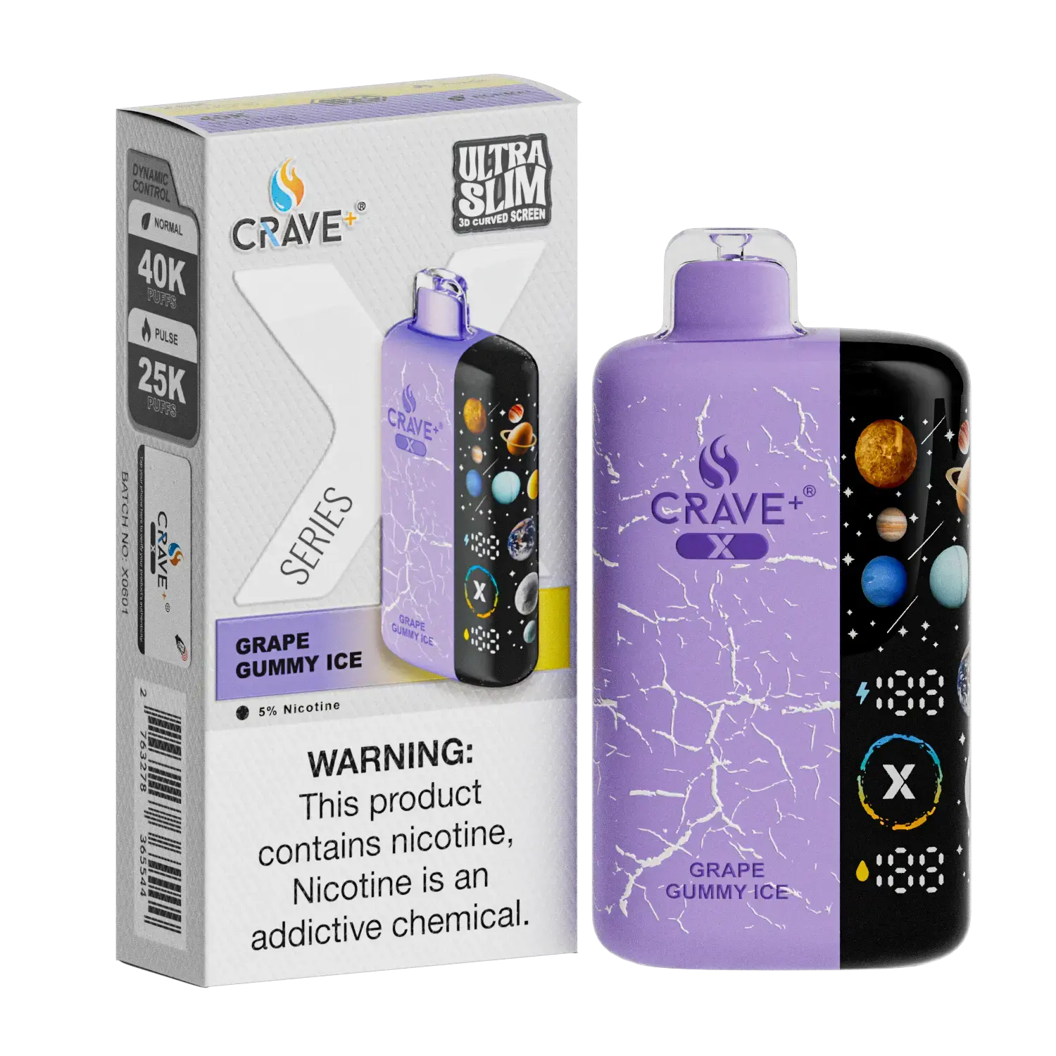 Crave X – Ultra Slim 40K / 25K Puffs Crave, crave x millyz, millyz crave x vape, millyz vape crave, crave vape millyz, rave x millyz, crave ultra slim vape millyz, crave x grape gummy ice vape millyz