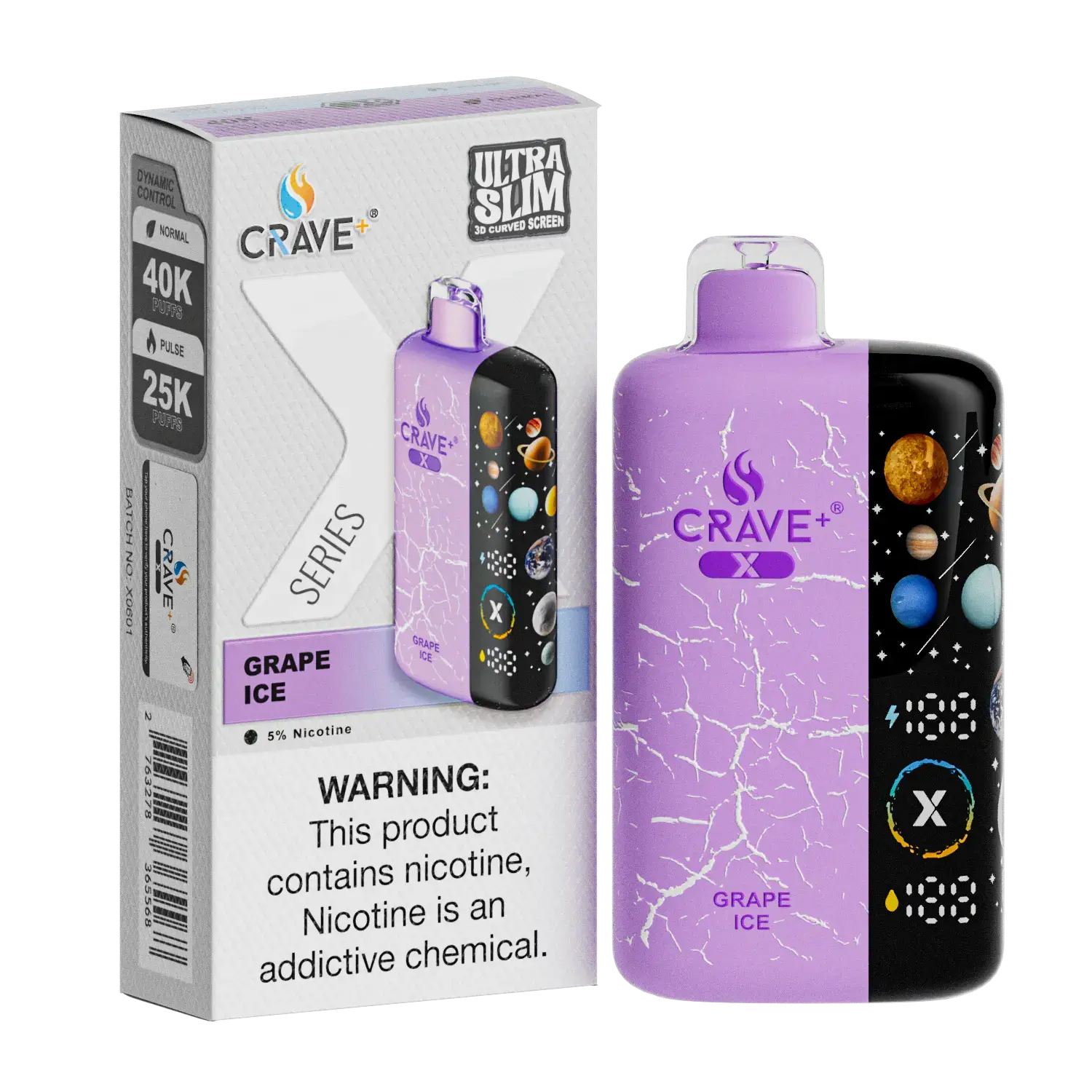 Crave X – Ultra Slim 40K / 25K Puffs Crave, crave x millyz, millyz crave x vape, millyz vape crave, crave vape millyz, rave x millyz, crave ultra slim vape millyz, crave x millyz grape ice, clear crave millyz