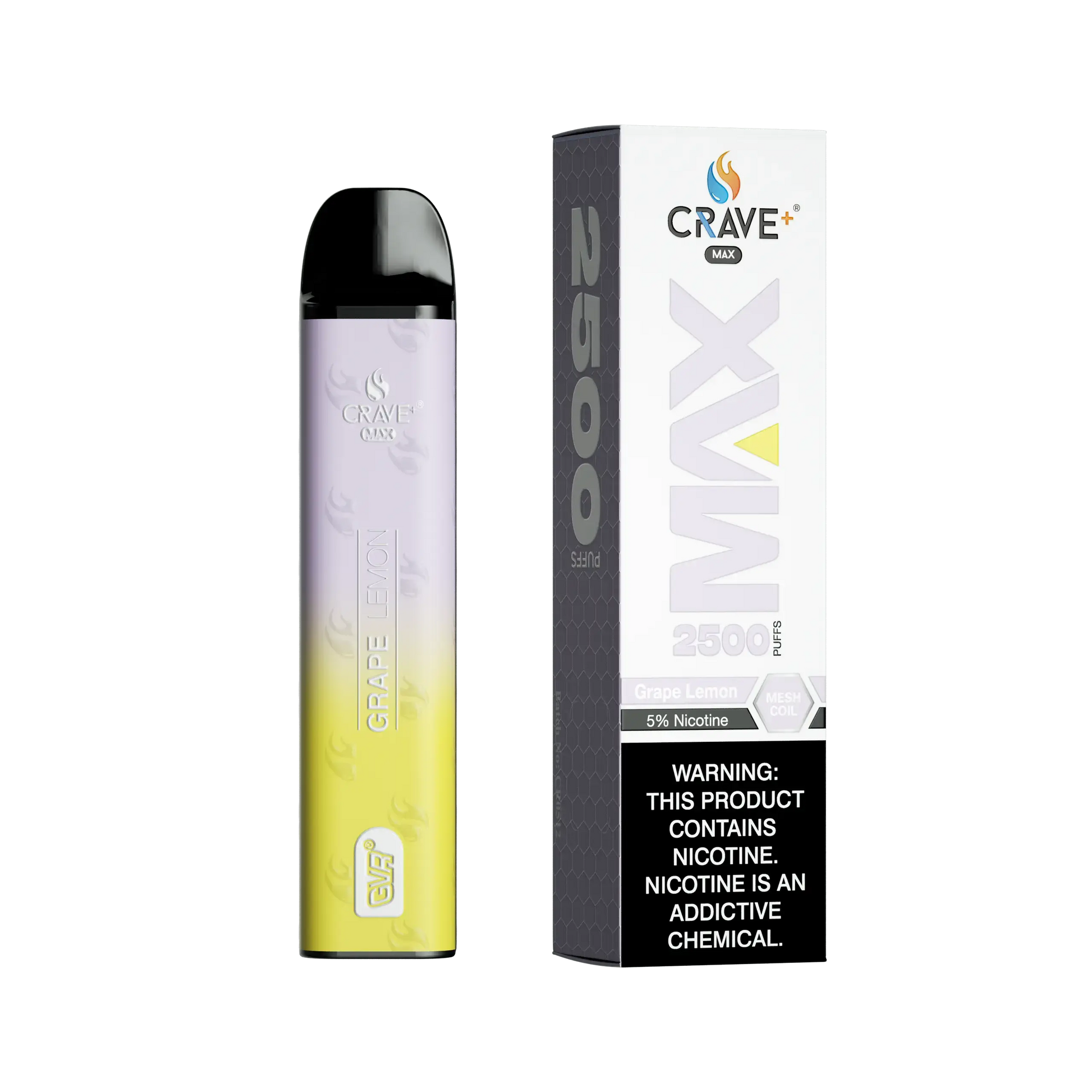 Crave Max Vape - 2500 Puffs Mesh Coil Crave, Crave Max Vape grape lemon