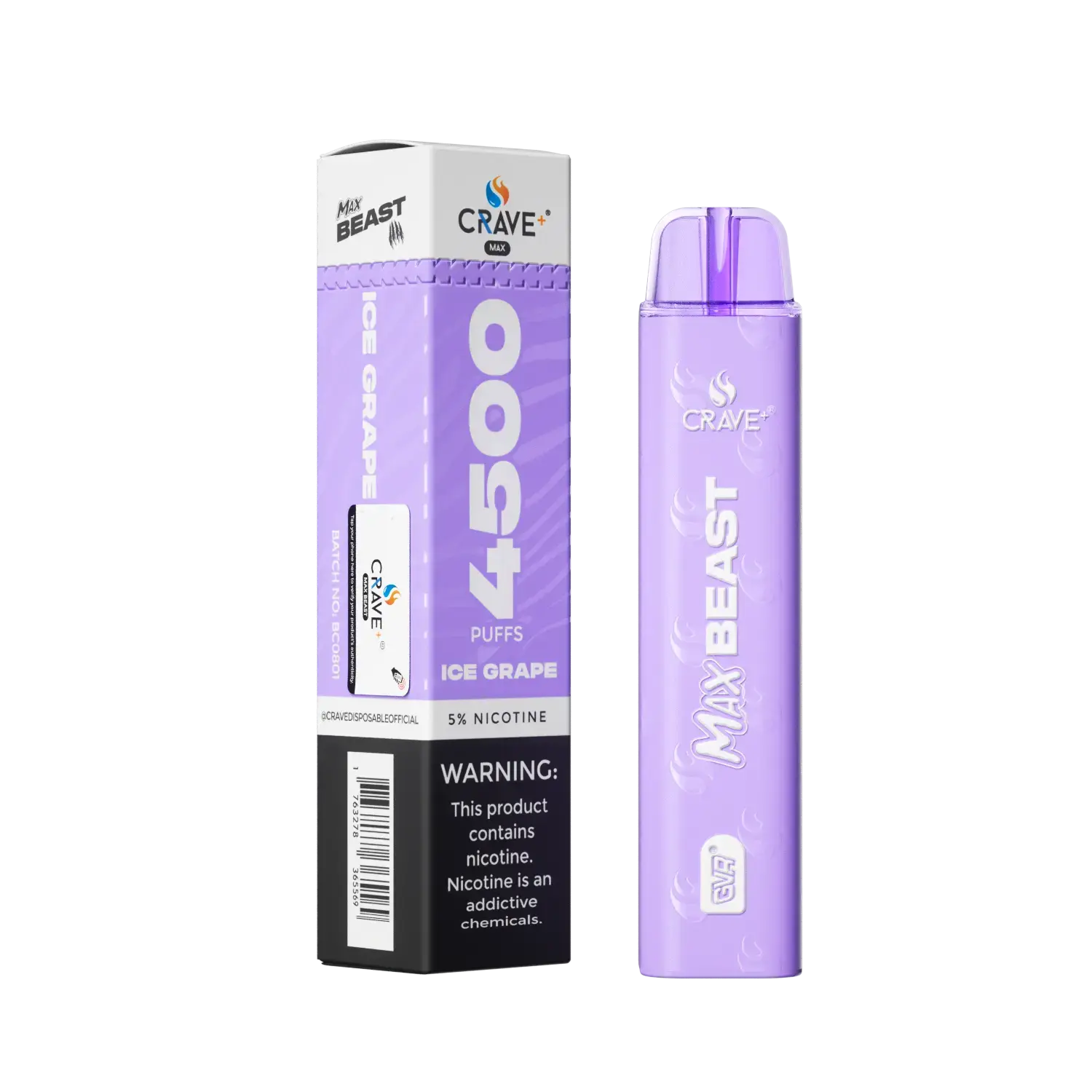 Crave Max Beast 4500 Puffs - VSZN, Crave Max Beast ice grape