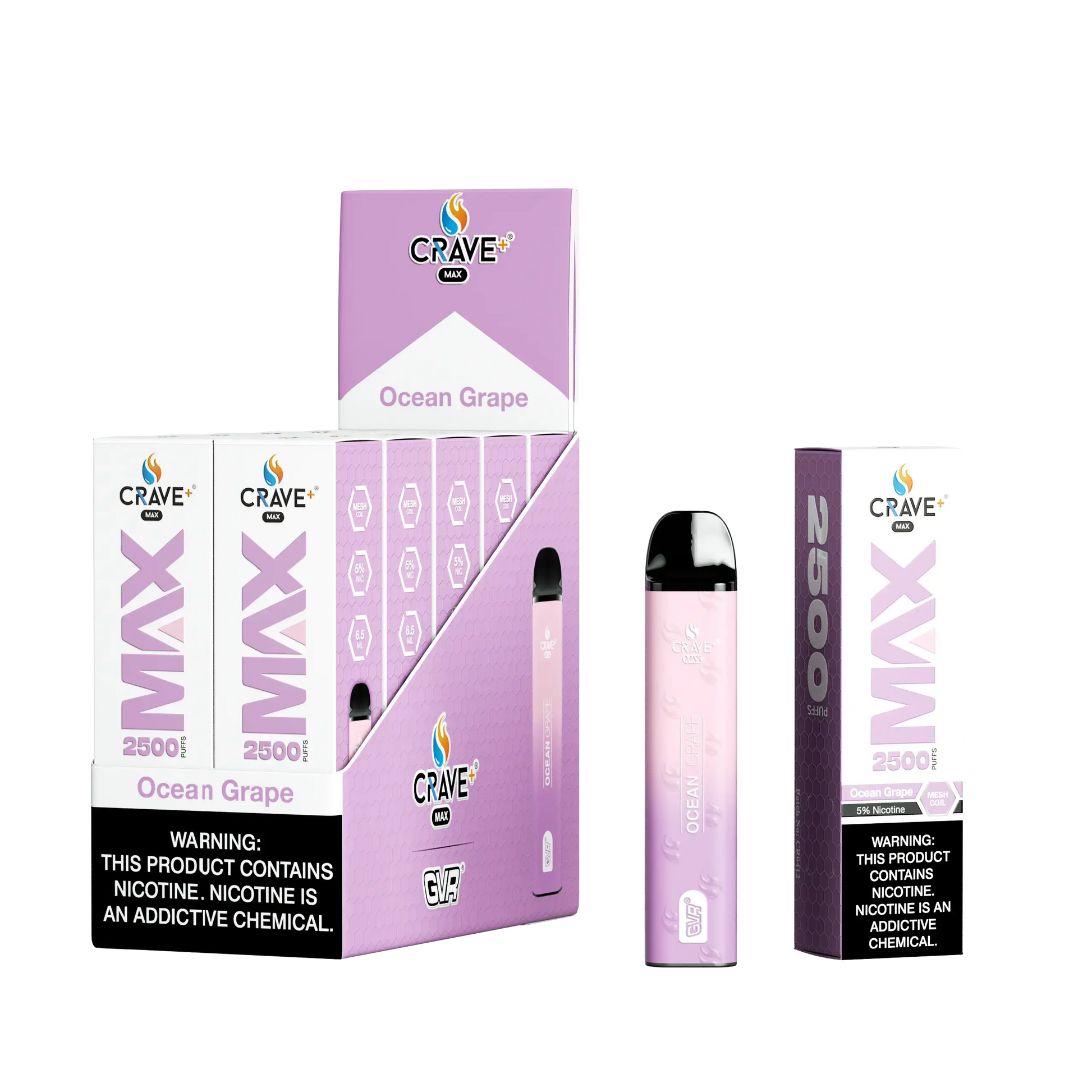 Crave Max Vape - 2500 Puffs Mesh Coil (BOX DEAL) Crave, crave max ocean grape