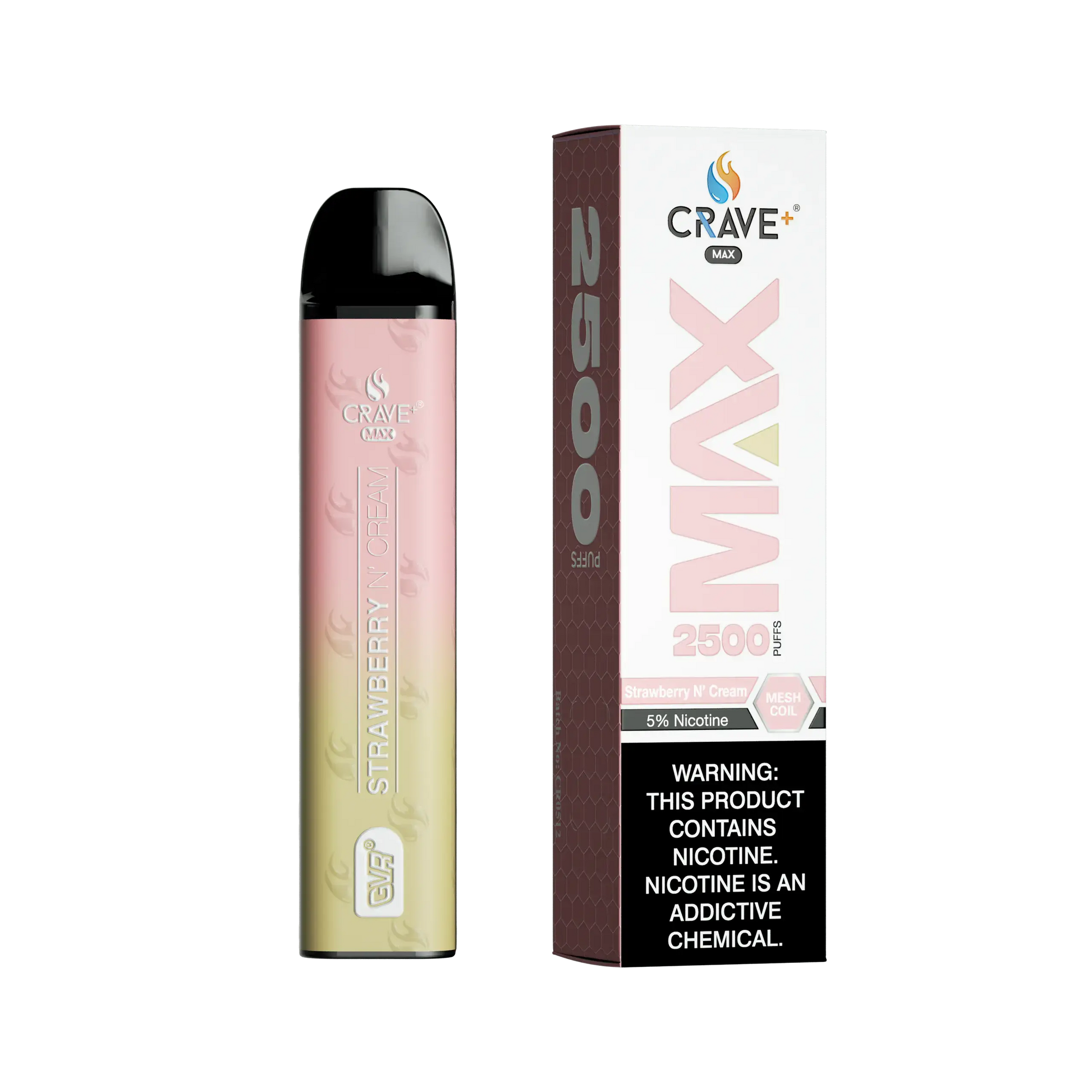 Crave Max Vape - 2500 Puffs Mesh Coil Crave, Crave Max Vape strawberries n cream