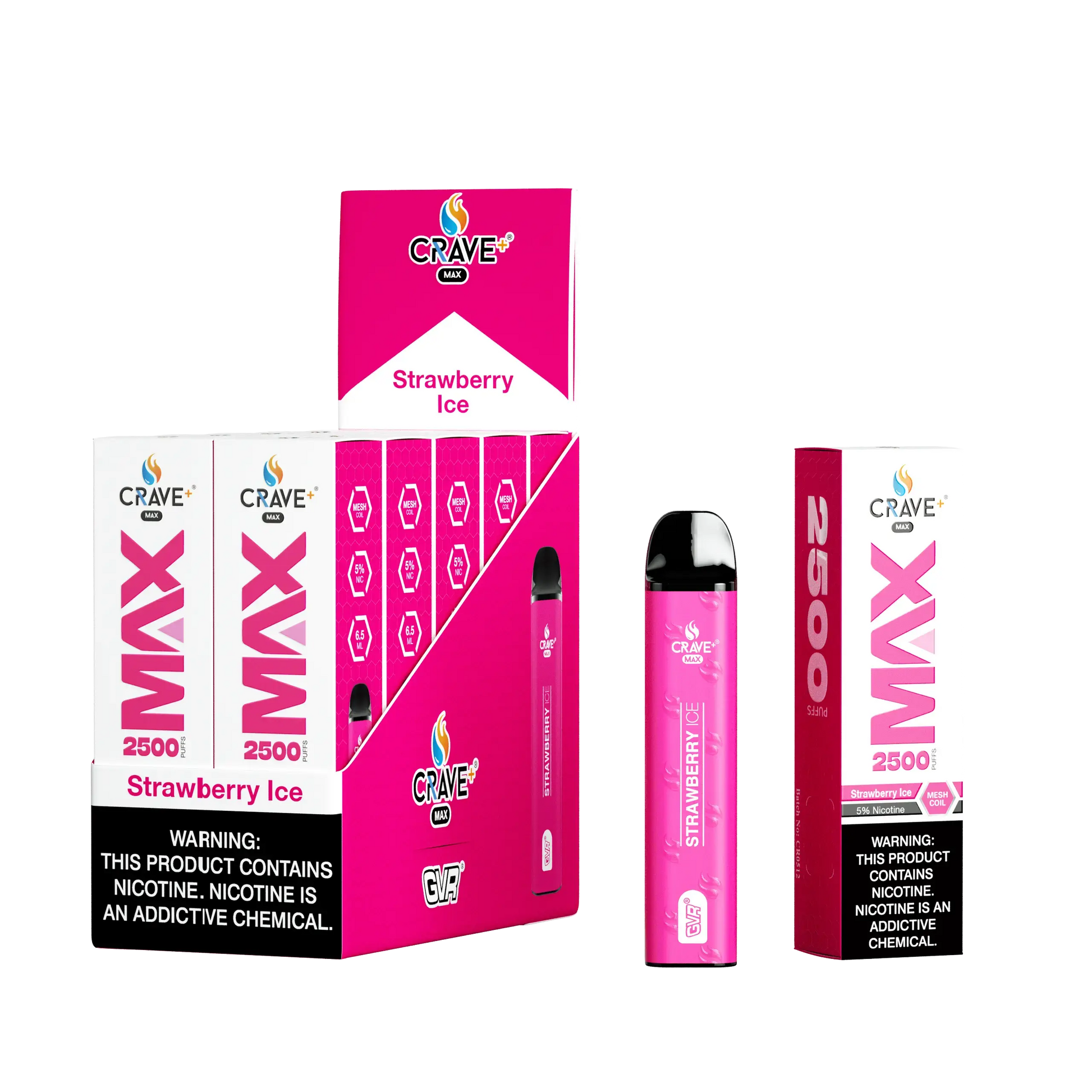 Crave Max Vape - 2500 Puffs Mesh Coil (BOX DEAL) Crave, crave max strawberry ice