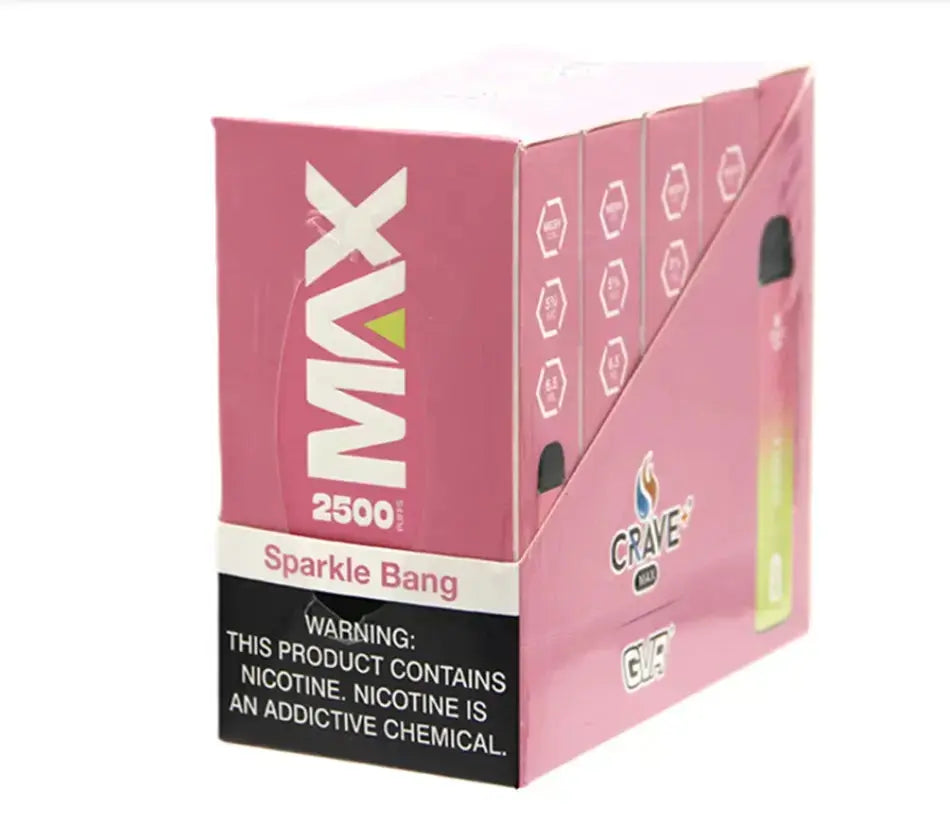 Crave Max Vape - 2500 Puffs Mesh Coil (BOX DEAL) Crave, Crave Max Vape - 2500 Puffs Mesh Coil Crave, crave max vape, crave max vape clear, crave clear vape, crave max mesh clear, crave max mesh tobacco, crave max sparkle bang, sparkle bang crave max mesh