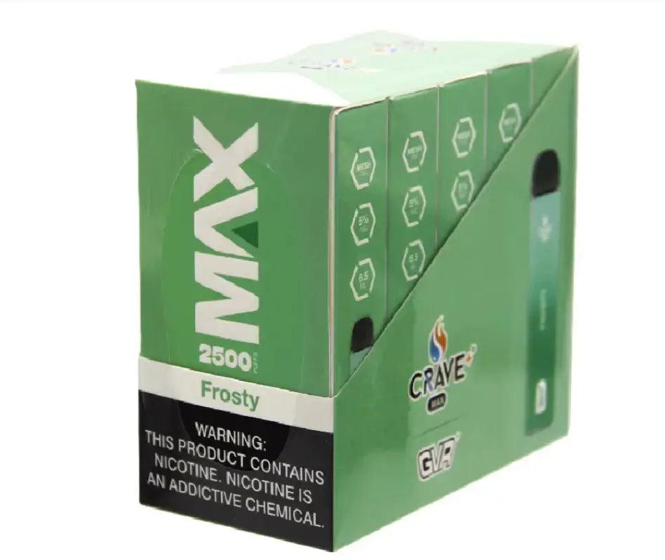 Crave Max Vape - 2500 Puffs Mesh Coil (BOX DEAL) Crave, Crave Max Vape - 2500 Puffs Mesh Coil Crave, crave max vape, crave max vape clear, crave clear vape, crave max mesh clear, crave max mesh tobacco, crave max mesh frosty