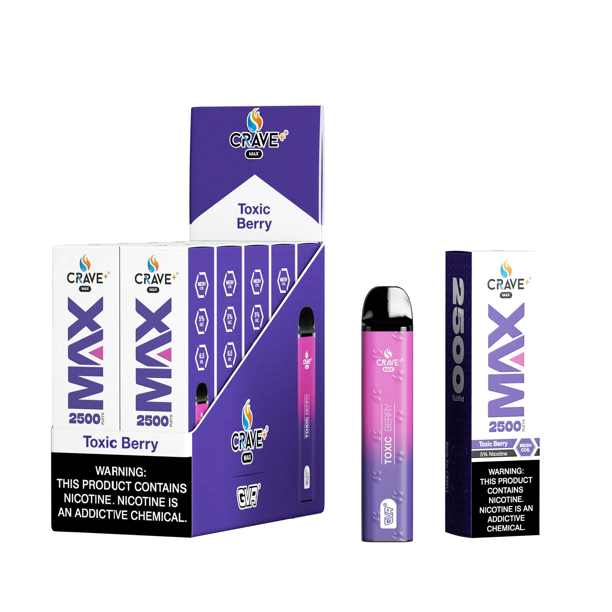 Crave Max Vape - 2500 Puffs Mesh Coil (BOX DEAL) Crave, crave max toxic berry