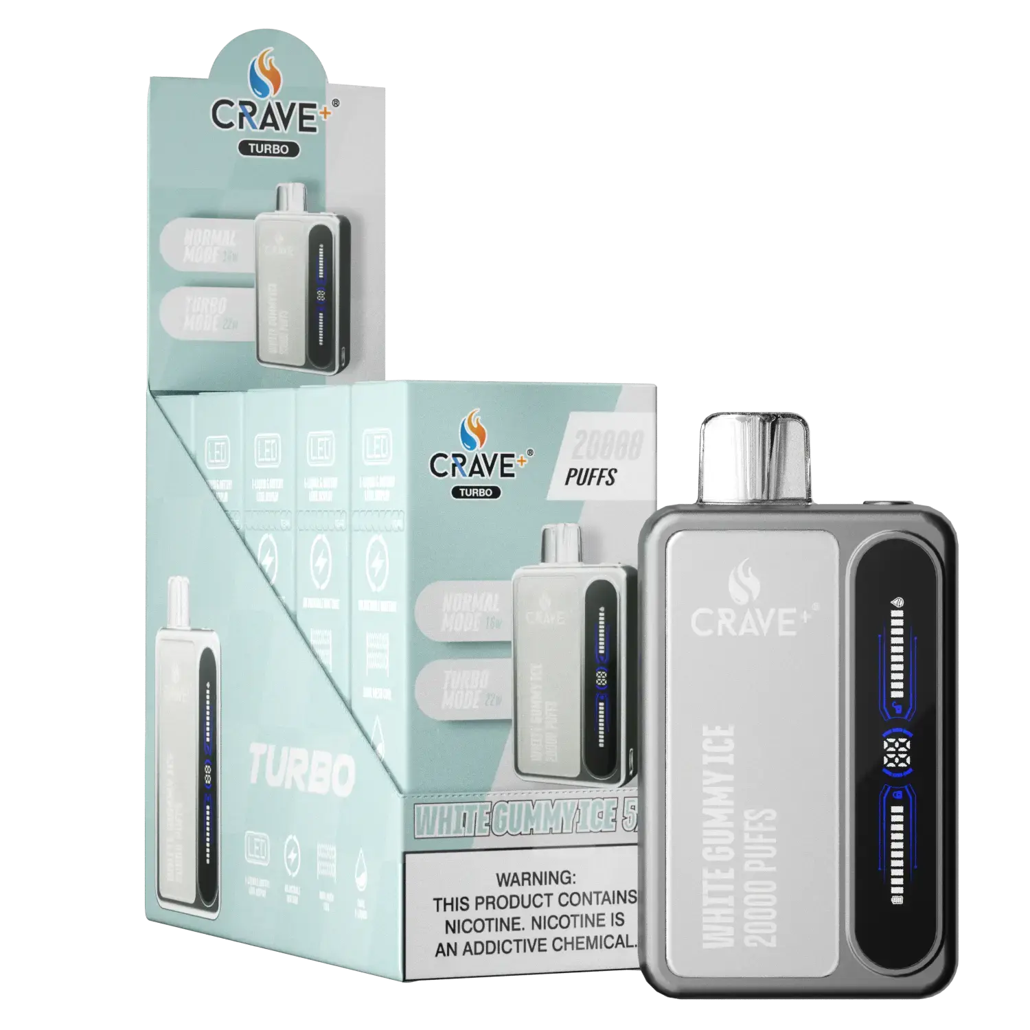 Crave Turbo 20000 Crave, Crave Turbo white gummy ice