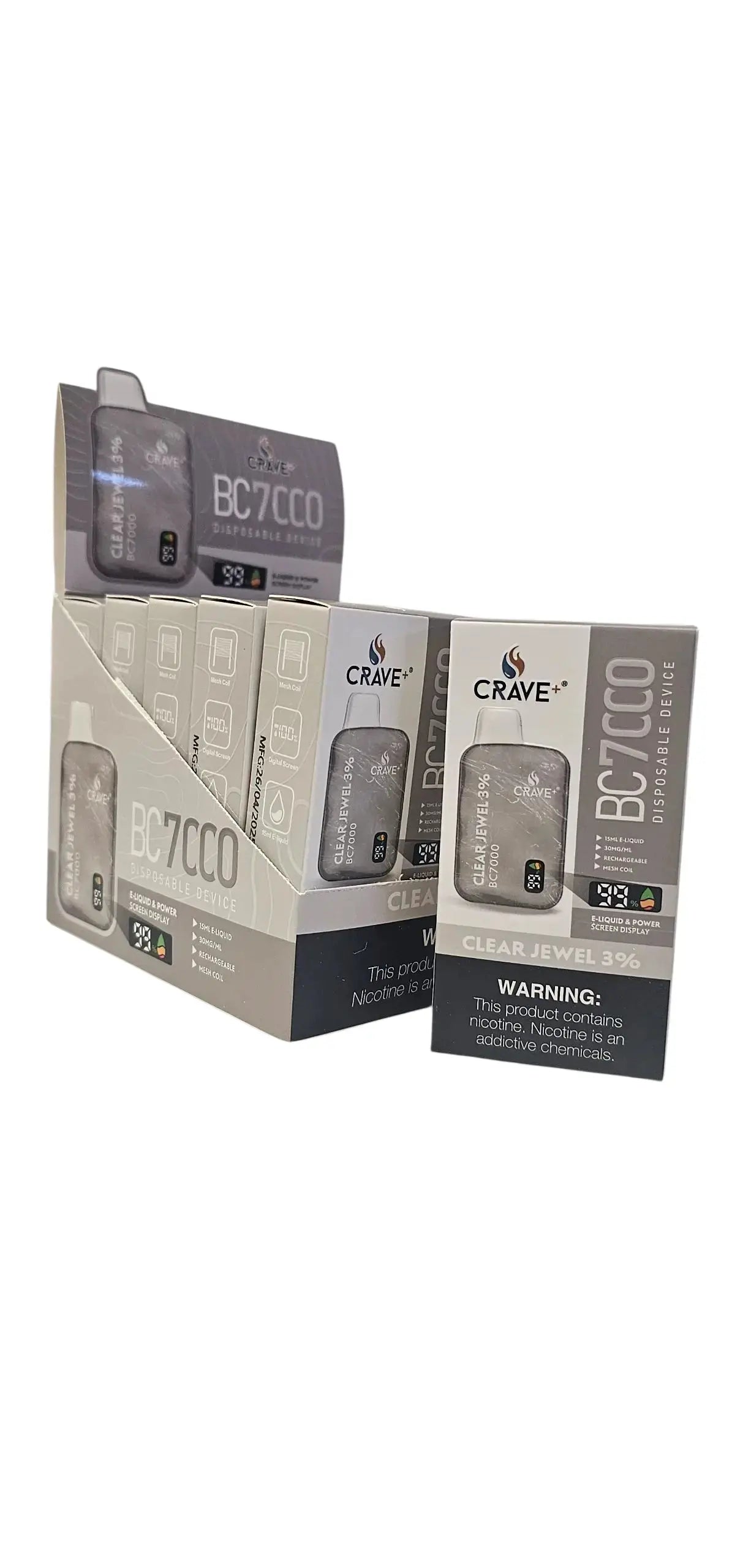 Crave BC7000 7K Puff Vape – Mesh Coil, LED Puff/Battery Screen Crave