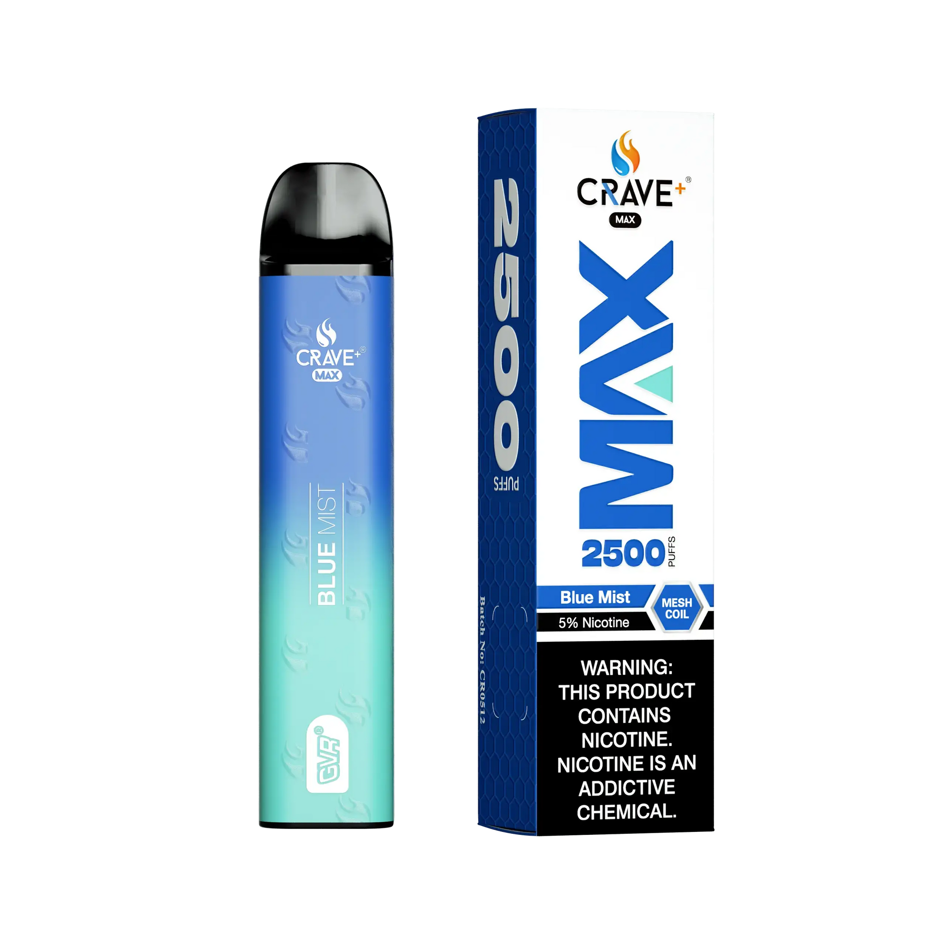 Crave Max Vape - 2500 Puffs Mesh Coil - VSZN, Crave Max Vape blue mist