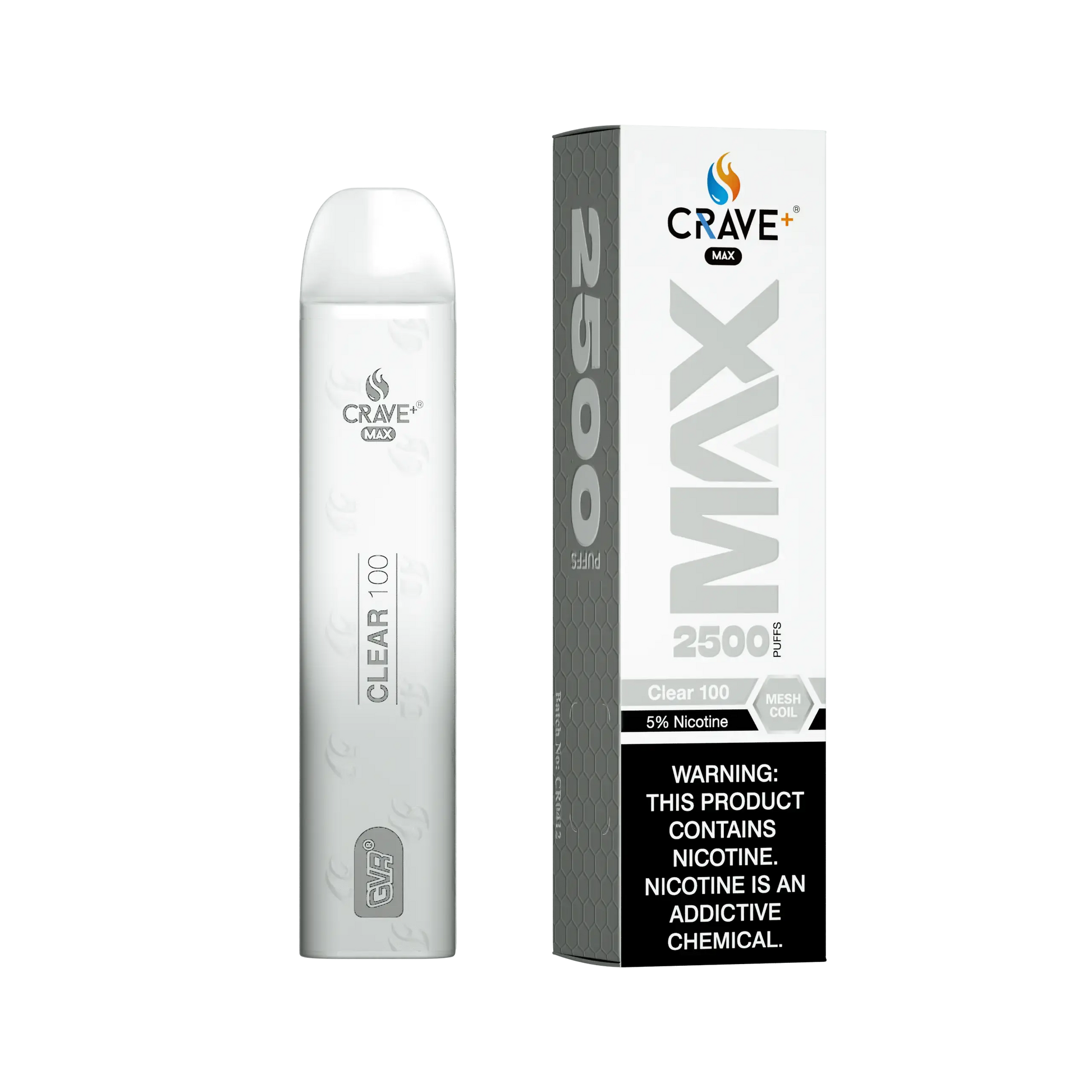 Crave Max Vape - 2500 Puffs Mesh Coil - VSZN, Crave Max Vape clear 100