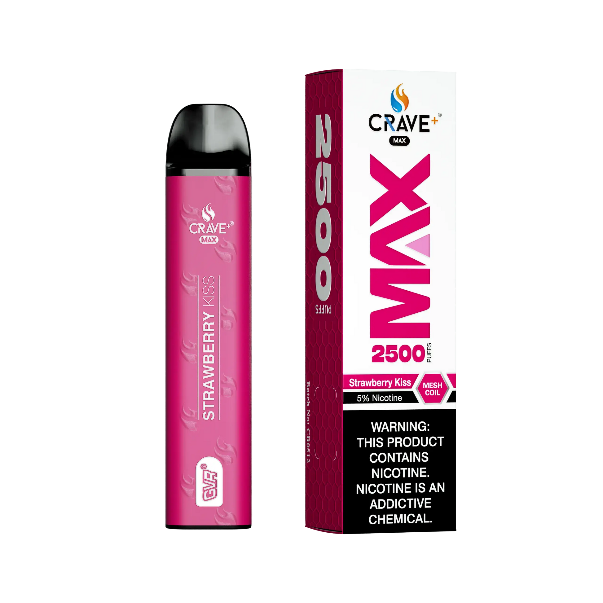 Crave Max Vape - 2500 Puffs Mesh Coil - VSZN, Crave Max Vape strawberry kiss