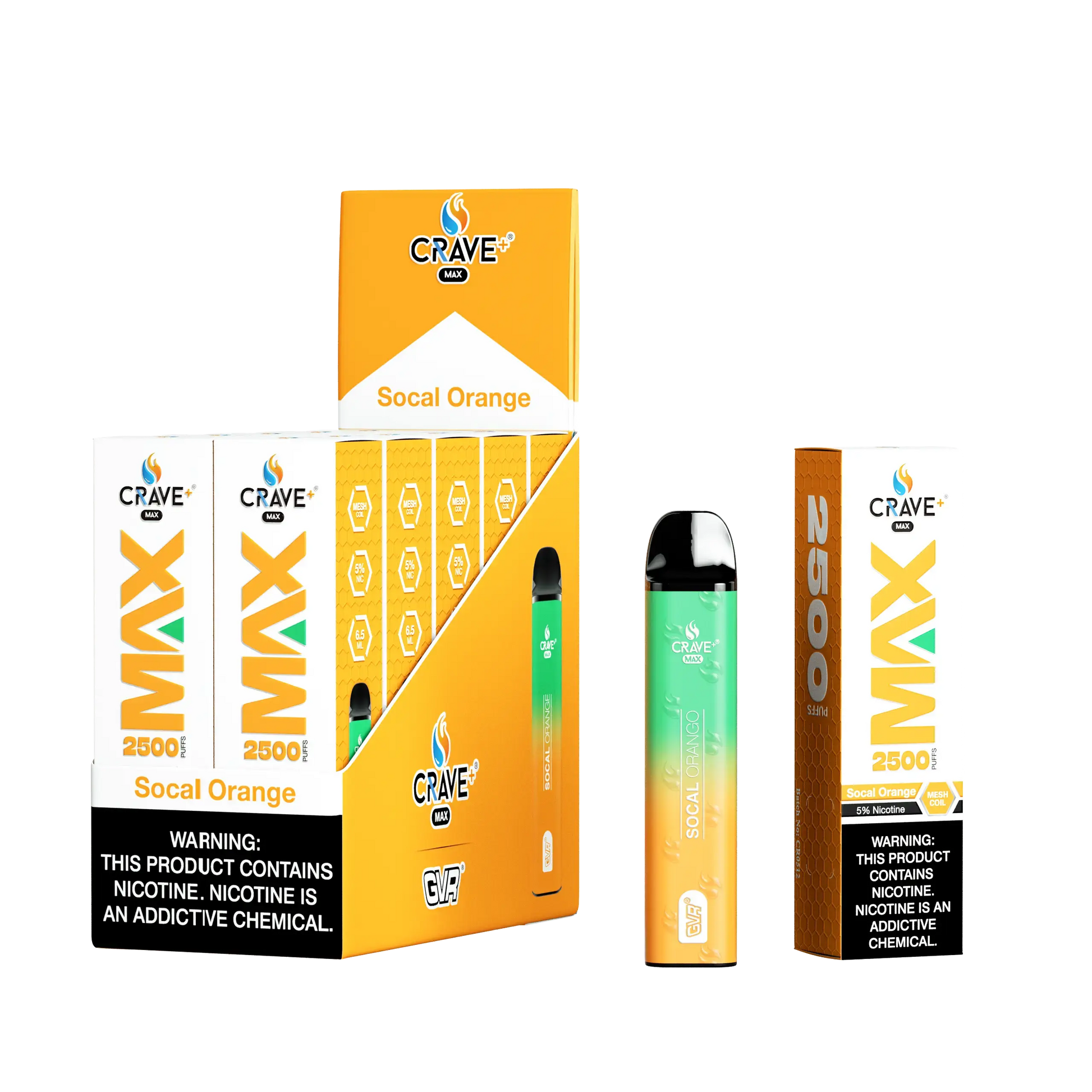 Crave Max Vape - 2500 Puffs Mesh Coil (BOX DEAL) - VSZN, crave max socal orange