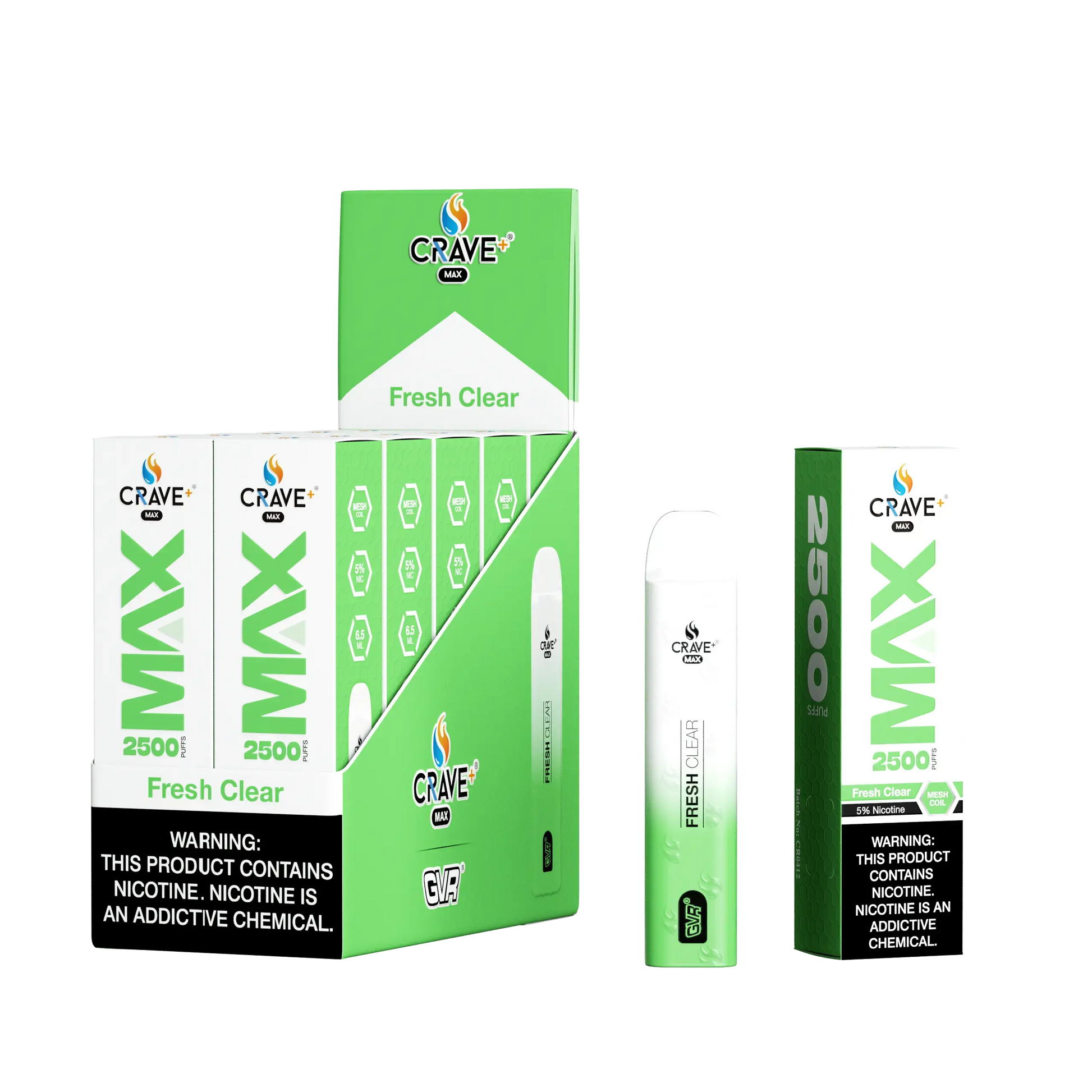 Crave Max Vape - 2500 Puffs Mesh Coil (BOX DEAL) - VSZN, crave max fresh clear