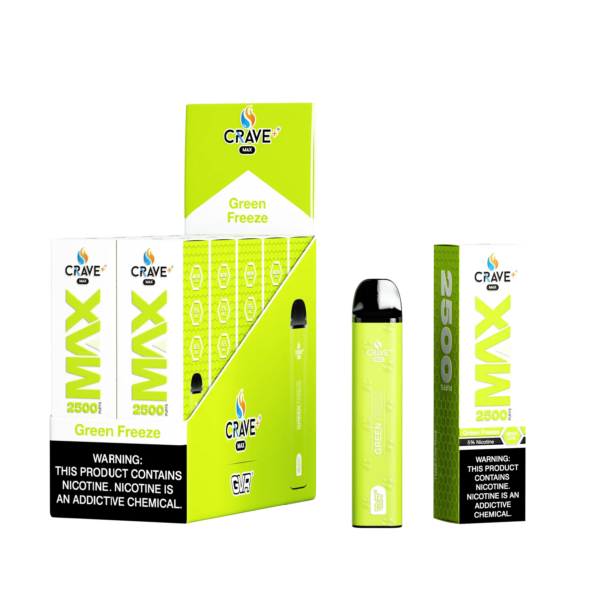 Crave Max Vape - 2500 Puffs Mesh Coil (BOX DEAL) - VSZN, crave max green freeze