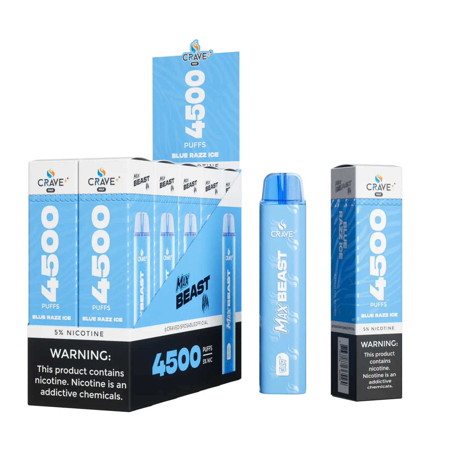 Crave Max Beast 4500 Puffs (BOX DEAL) - VSZN, crave max beast blue razz ice