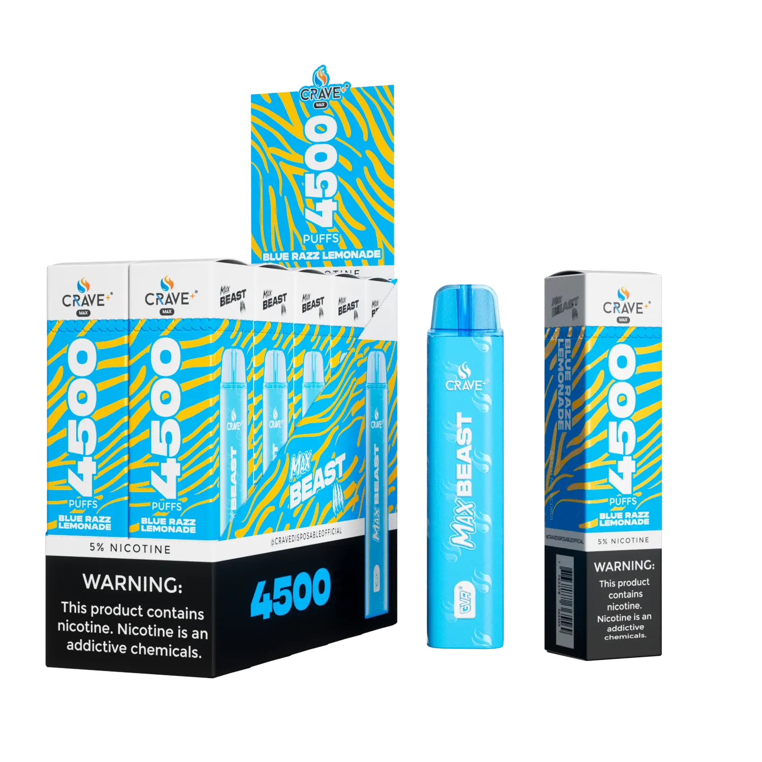 Crave Max Beast 4500 Puffs (BOX DEAL) - VSZN, crave max beast blue razz lemonade