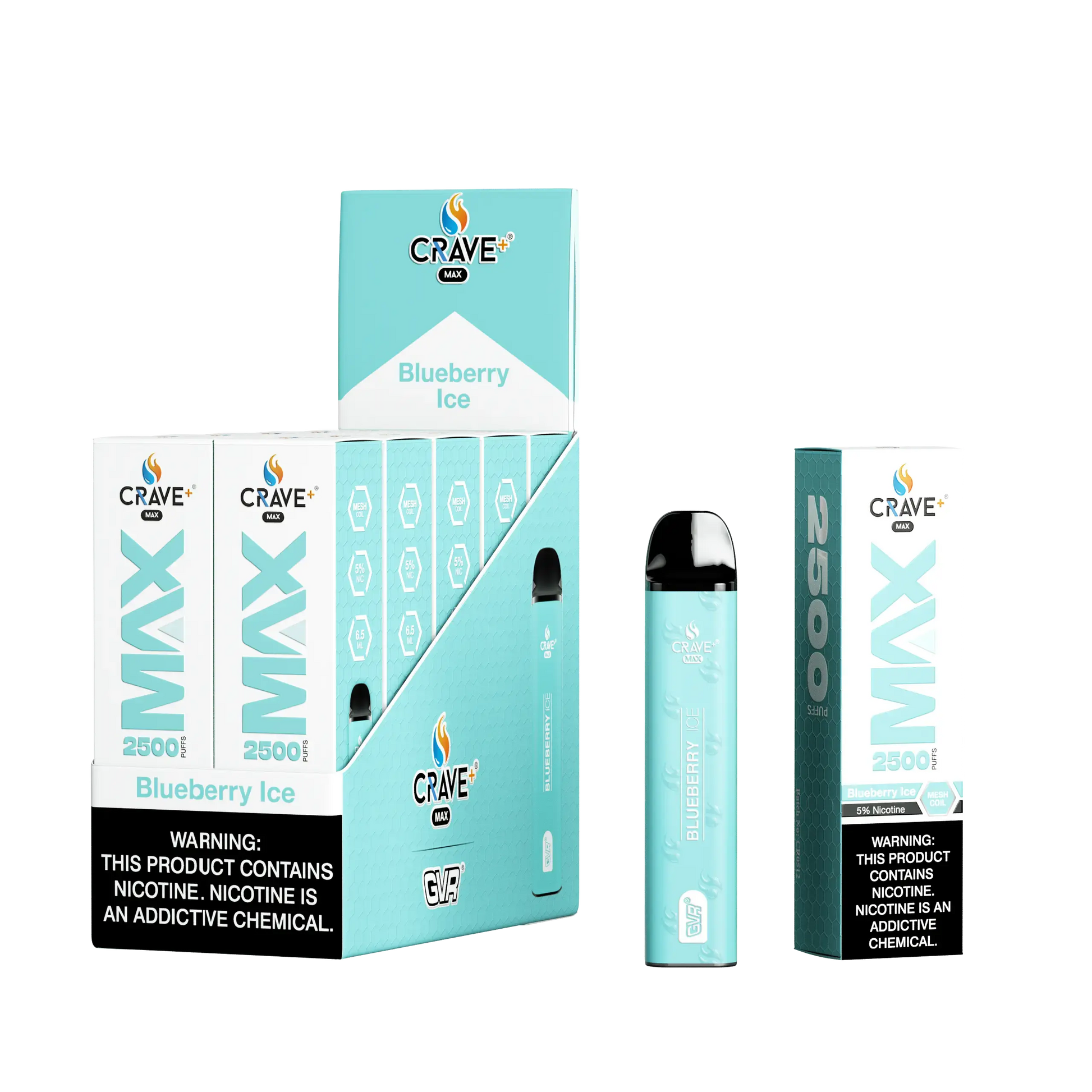 Crave Max Vape - 2500 Puffs Mesh Coil (BOX DEAL) Crave, crave max blueberry ice