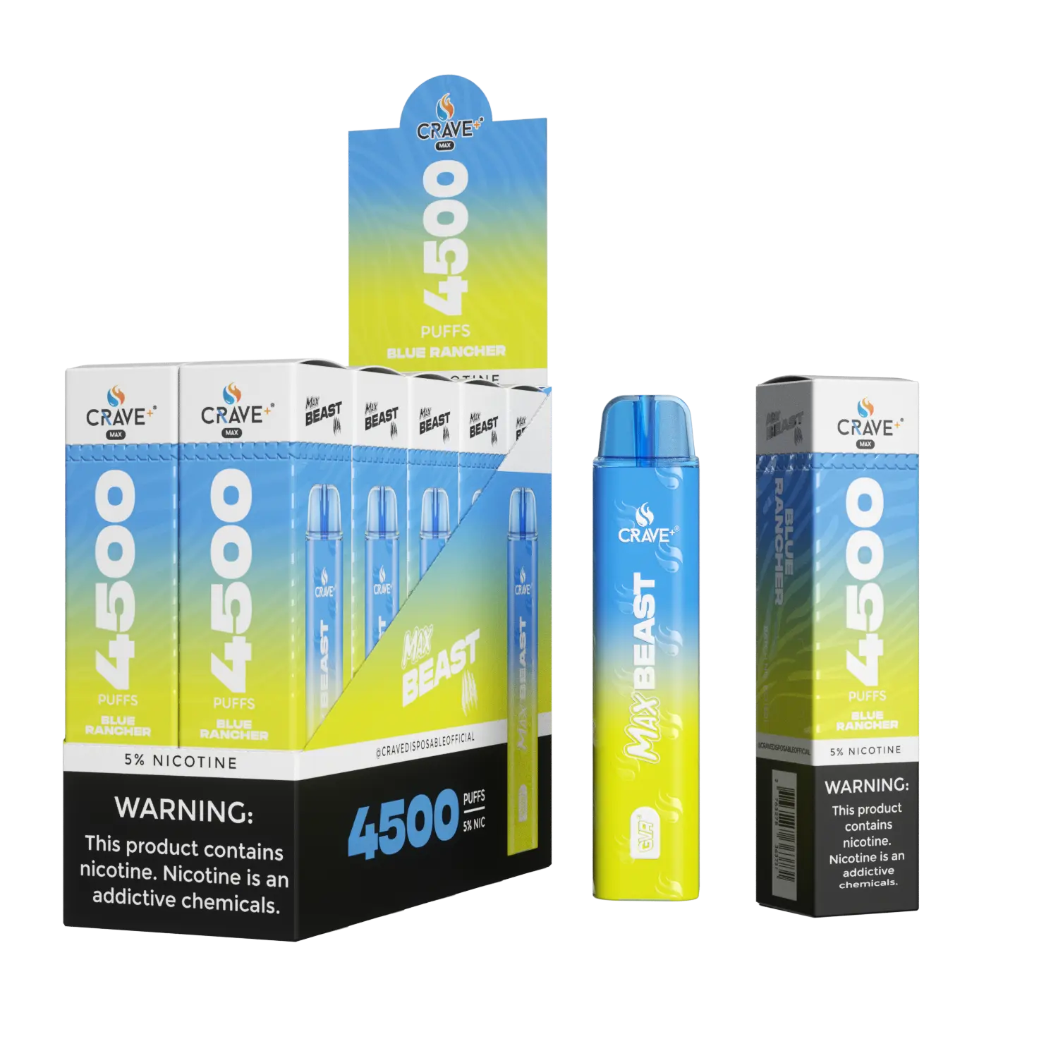 Crave Max Beast 4500 (BOX DEAL) Crave, crave max beast blue rancher