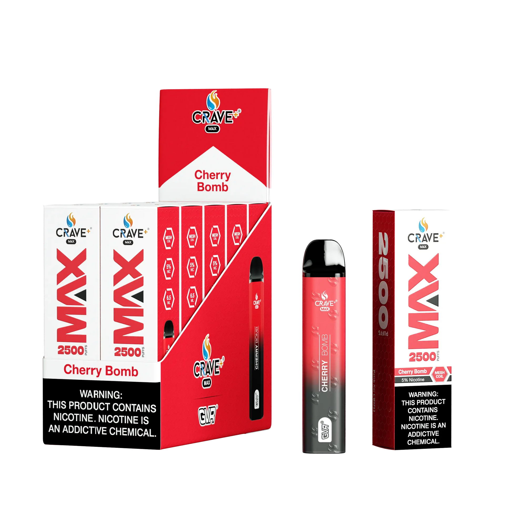 Crave Max Vape - 2500 Puffs Mesh Coil (BOX DEAL) Crave, crave max cherry bomb
