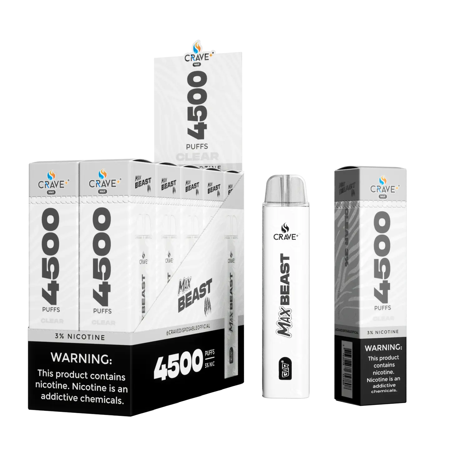 Crave Max Beast 4500 Puffs (BOX DEAL) - VSZN, crave max beast clear 3%