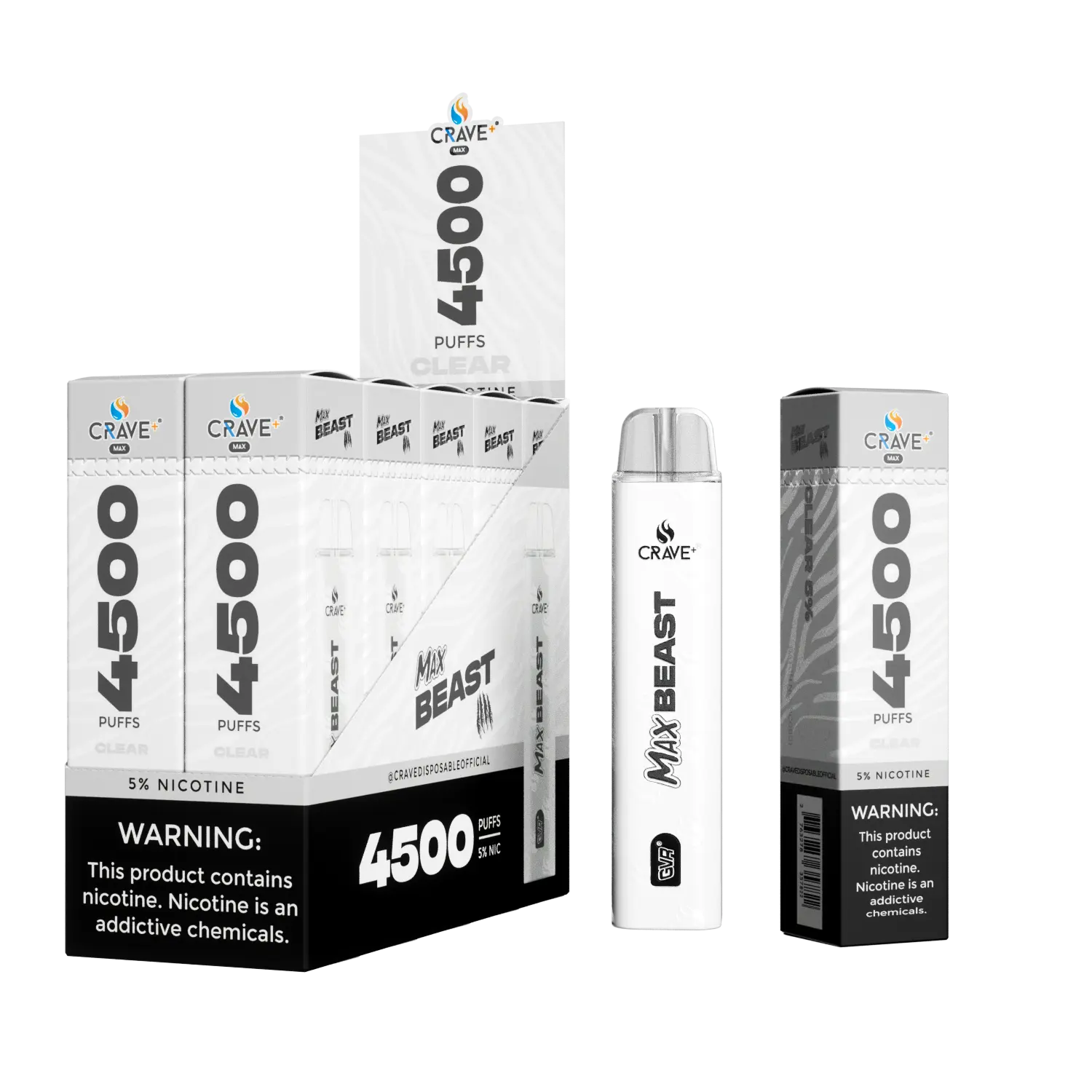 Crave Max Beast 4500 Puffs (BOX DEAL) - VSZN, crave max beast clear 5%