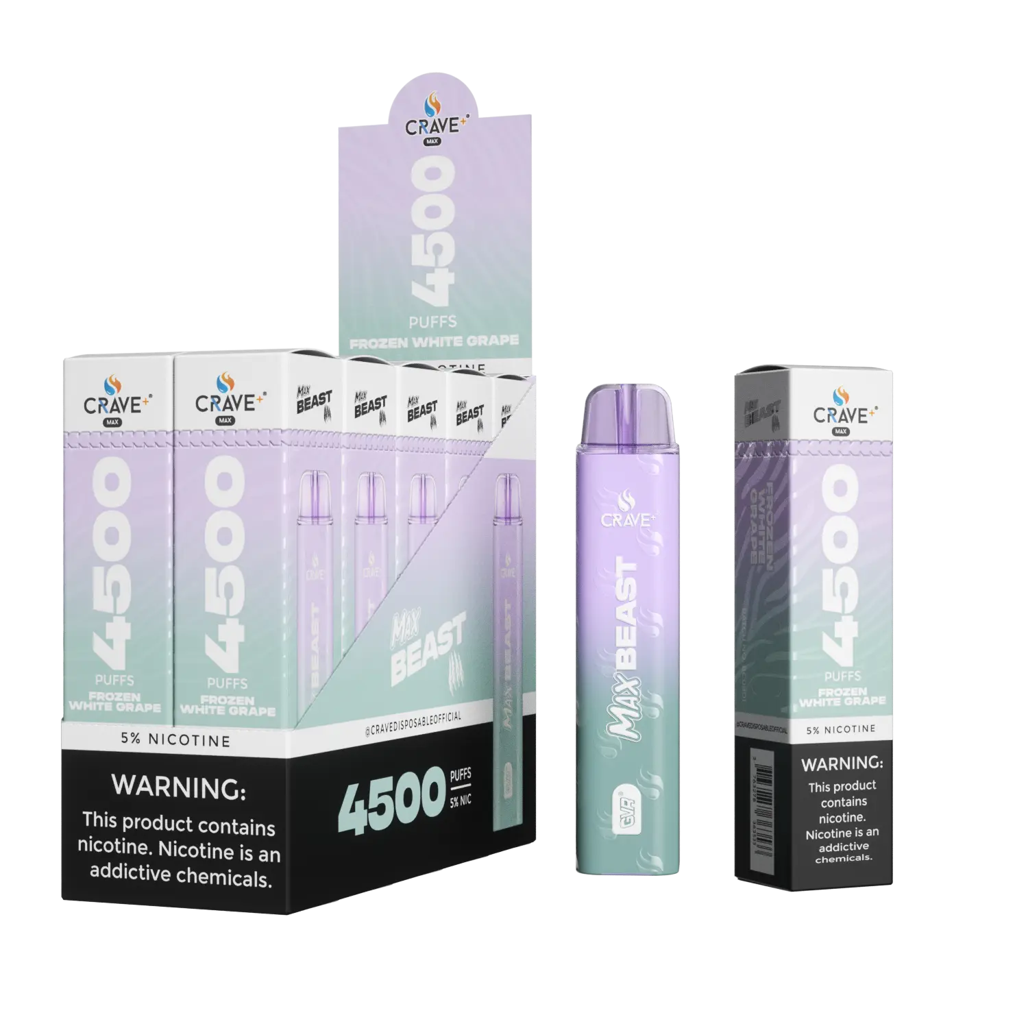 Crave Max Beast 4500 (BOX DEAL) Crave, crave max beast frozen white grape