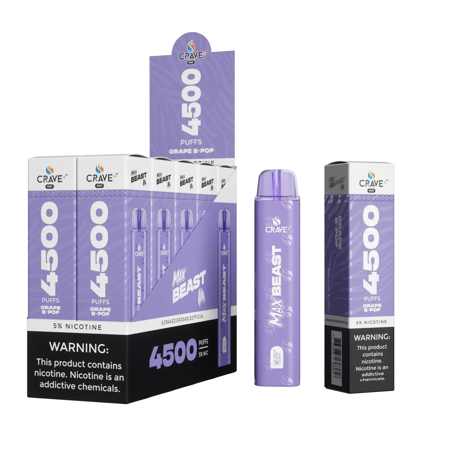 Crave Max Beast 4500 (BOX DEAL) Crave, crave max beast grape b pop