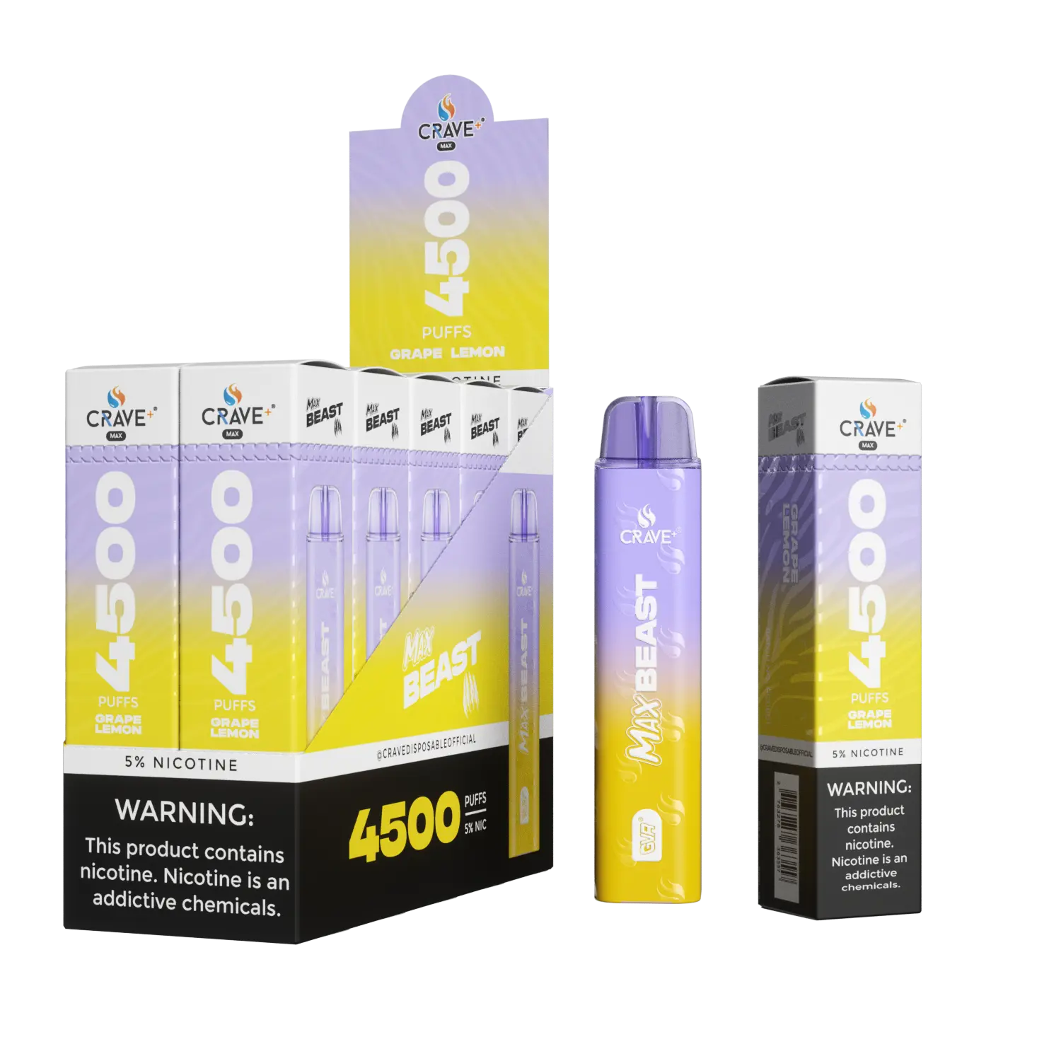 Crave Max Beast 4500 (BOX DEAL) Crave, crave max beast grape lemon