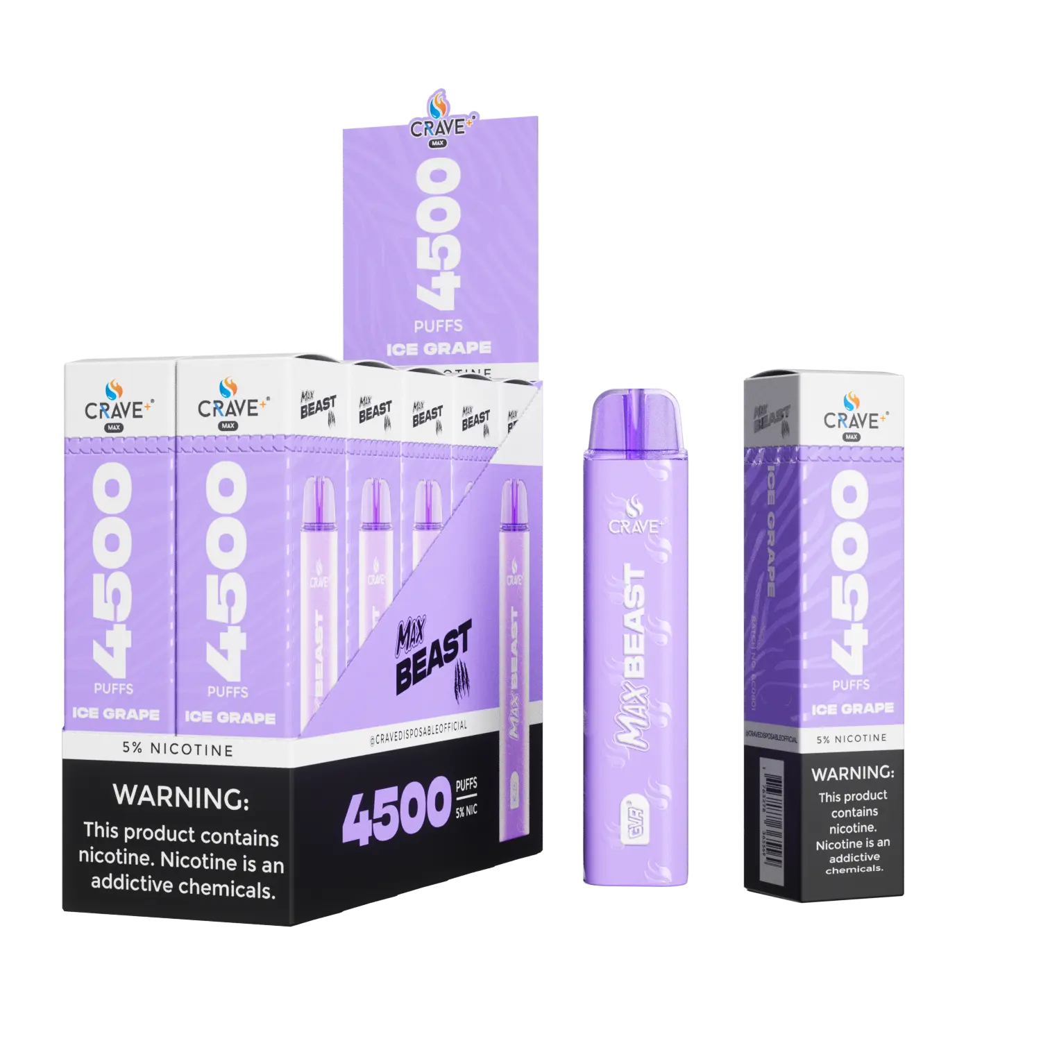Crave Max Beast 4500 Puffs (BOX DEAL) - VSZN, crave max beast ice grape