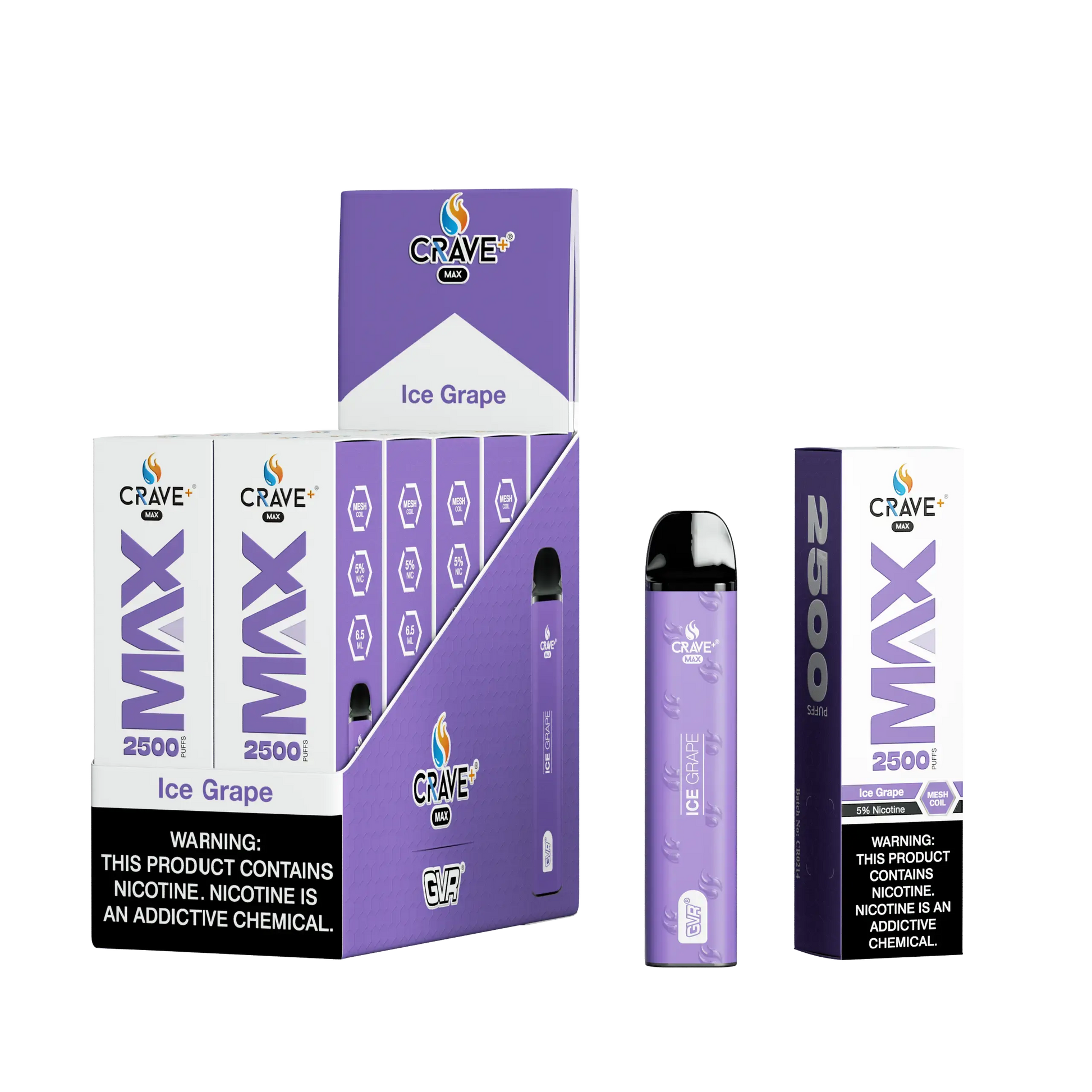 Crave Max Vape - 2500 Puffs Mesh Coil (BOX DEAL) Crave, crave max ice grape