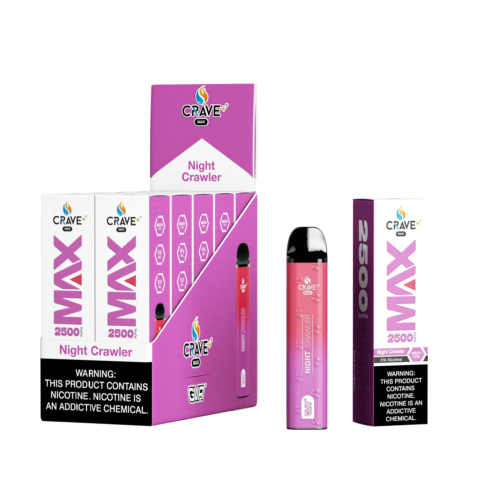 Crave Max Vape - 2500 Puffs Mesh Coil (BOX DEAL) Crave, crave max night crawler