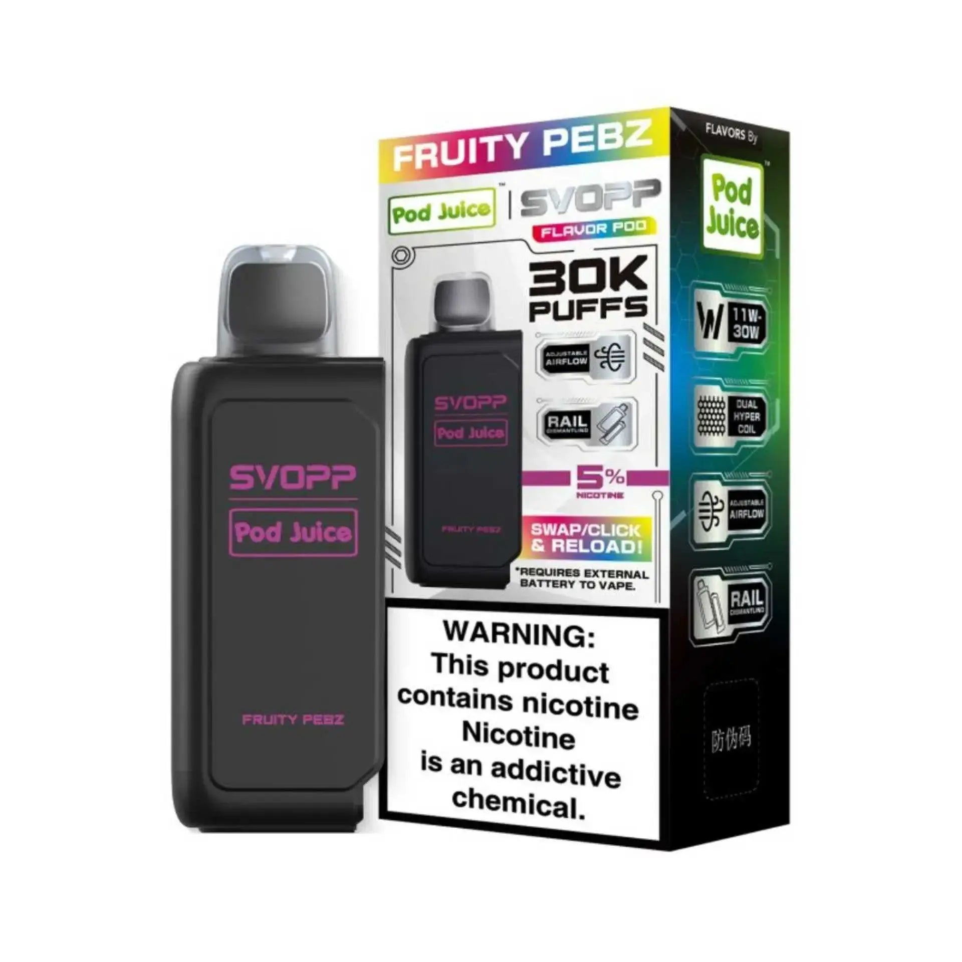 OXBAR x Pod Juice Svopp Pre-Filled Disposable Pod (30000 Puffs) OXBAR X POD JUICE, oxbar svopp fruity pebz, fruity pebz oxbar svopp vape