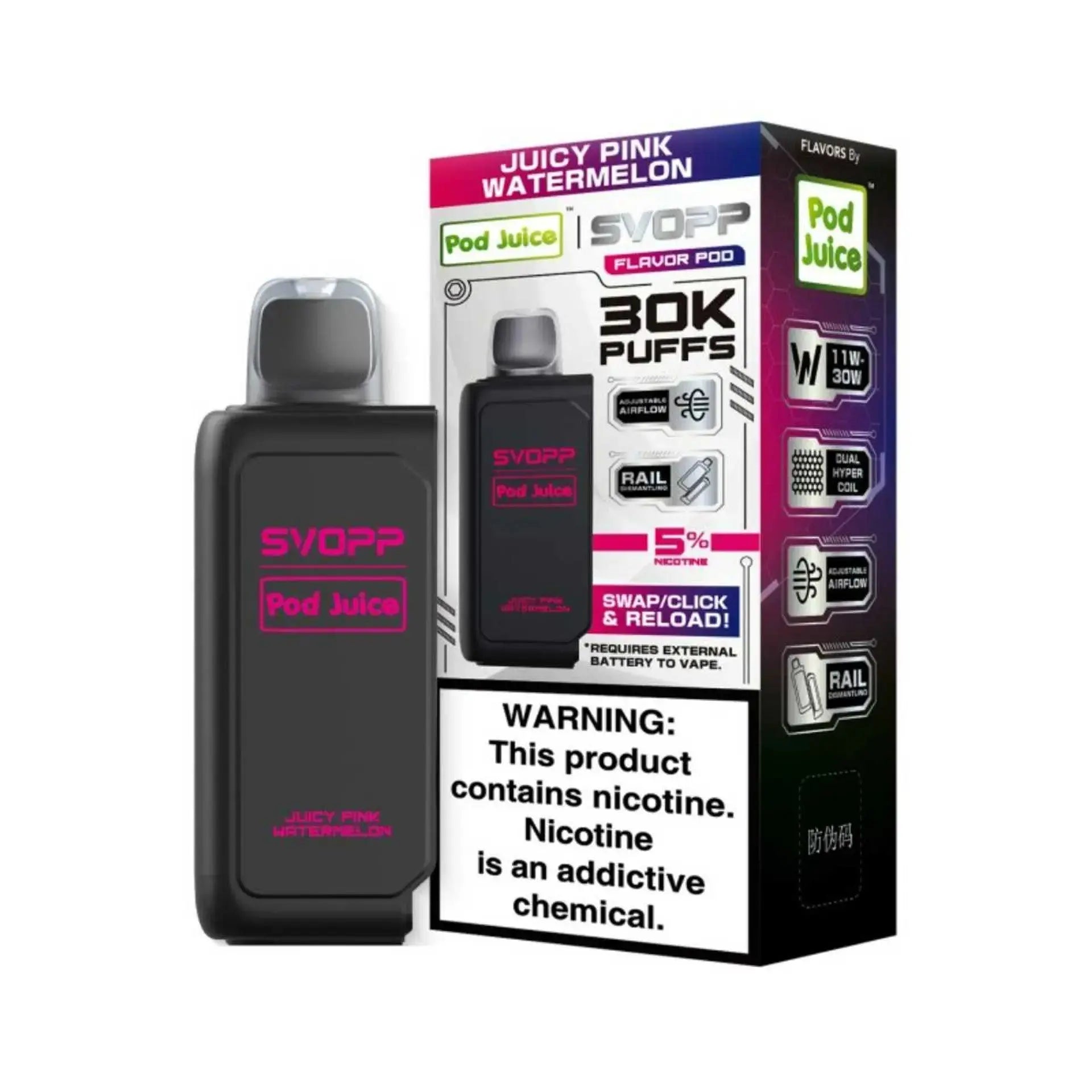 OXBAR x Pod Juice Svopp Pre-Filled Disposable Pod (30000 Puffs) OXBAR X POD JUICE, svopp pod juice juicy pink watermelon, juicy pink watermelon svopp pod juice