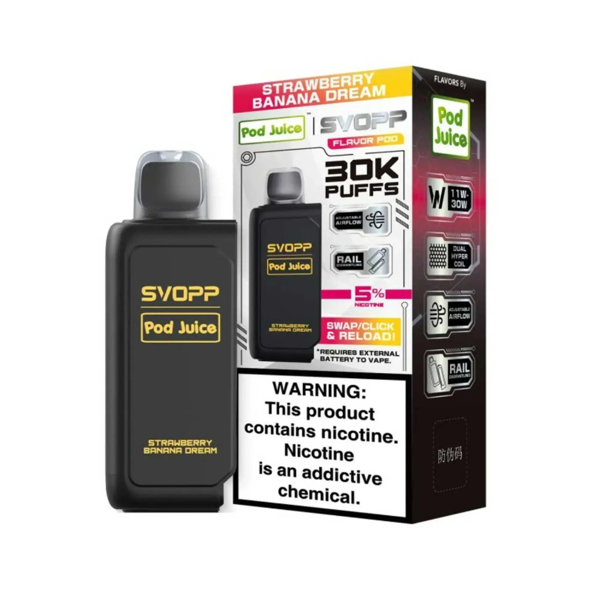 OXBAR x Pod Juice Svopp Pre-Filled Disposable Pod (30000 Puffs) OXBAR X POD JUICE, svopp pod juice strawberry banana dream, strawberry banana dream svopp pod juice vape